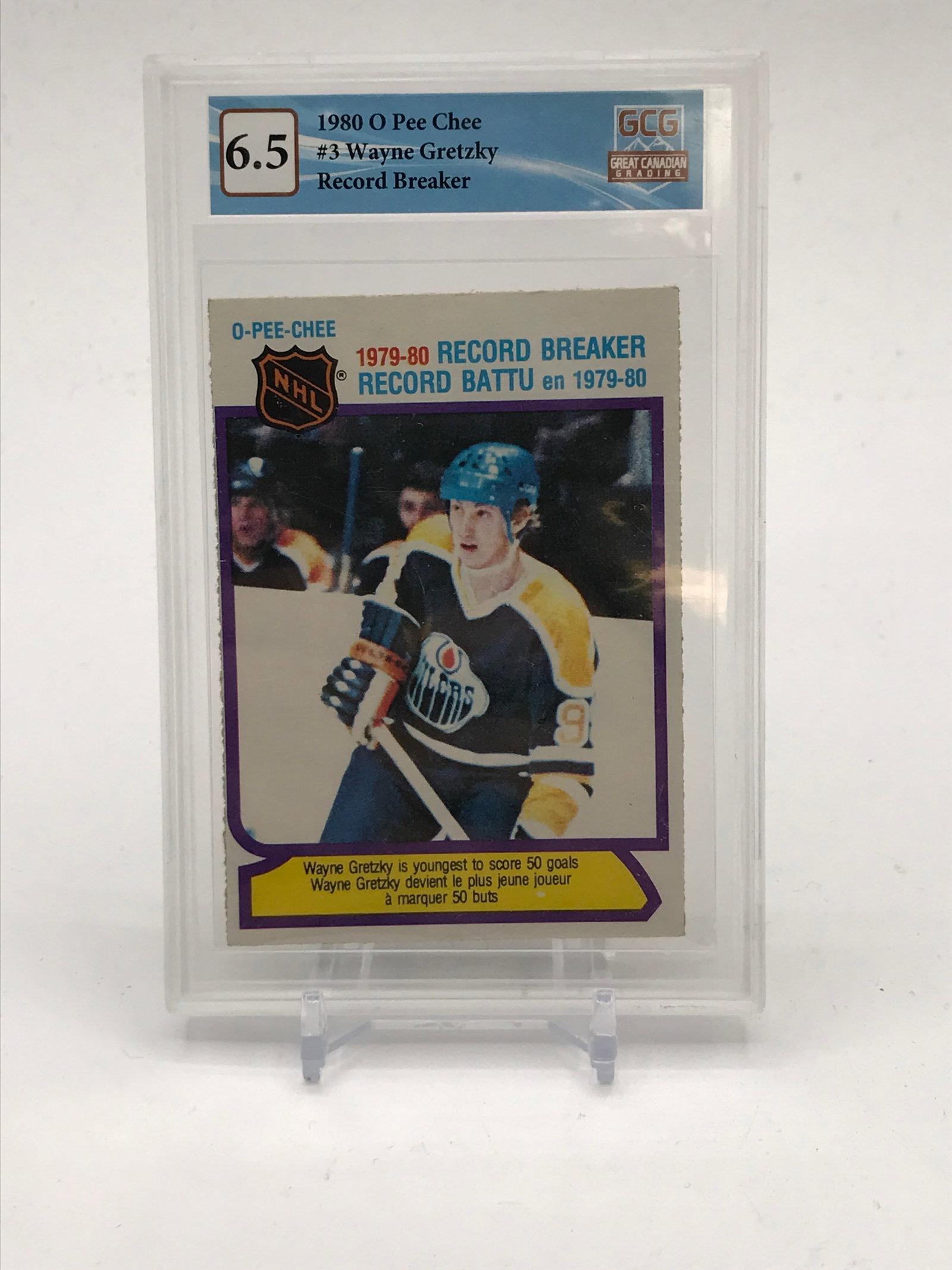 1980 OPC WAYNE GRETZKY RECORD BREAKER TRADING CARD - GCG GRADE 6.5 (1 of 2)