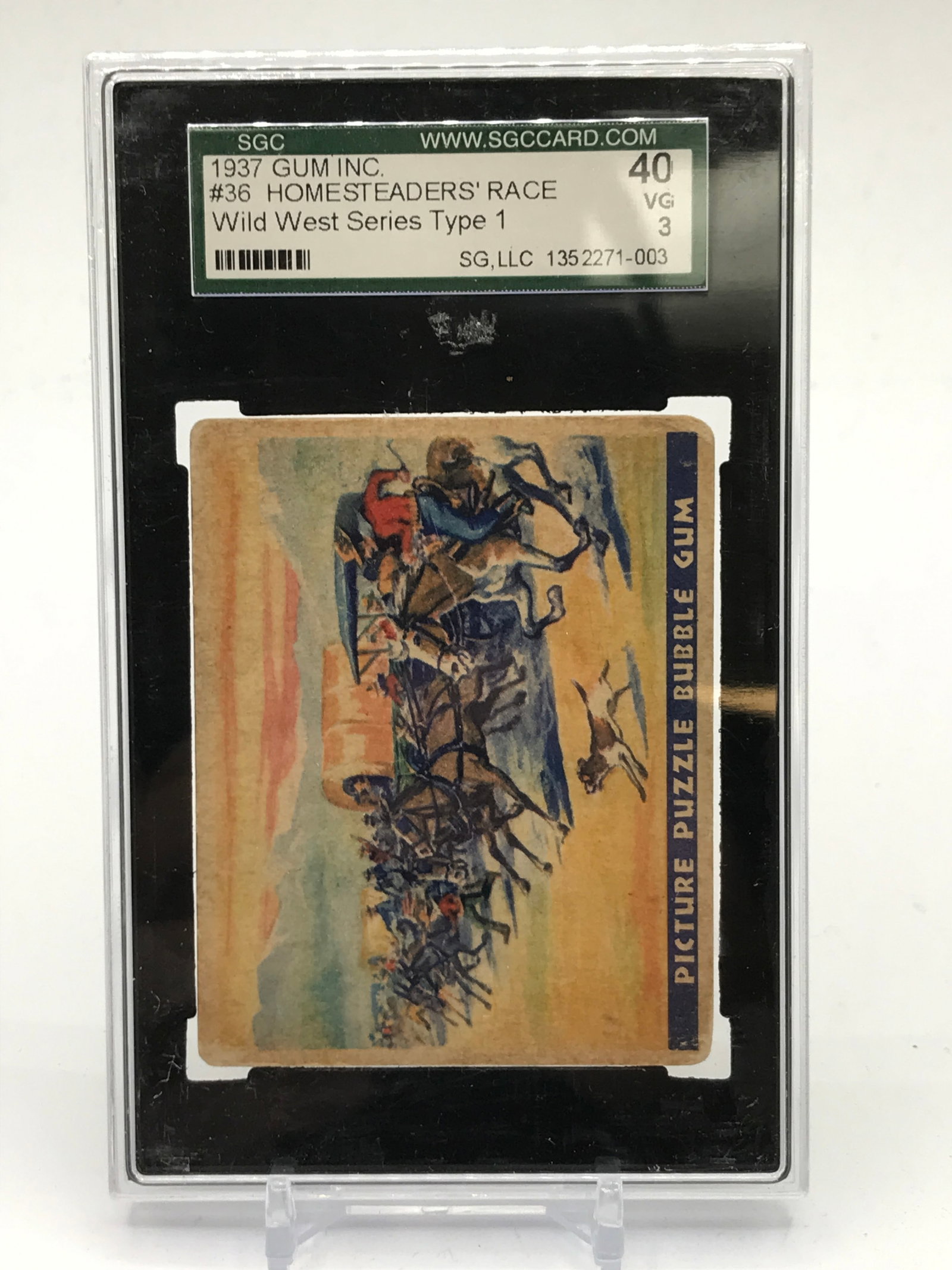 1937 GUM INC HOMESTEADERS' RACE WILD WEST SERIES TYPE 1 - SGC GRADE 3: Prices are in Canadian dollars
