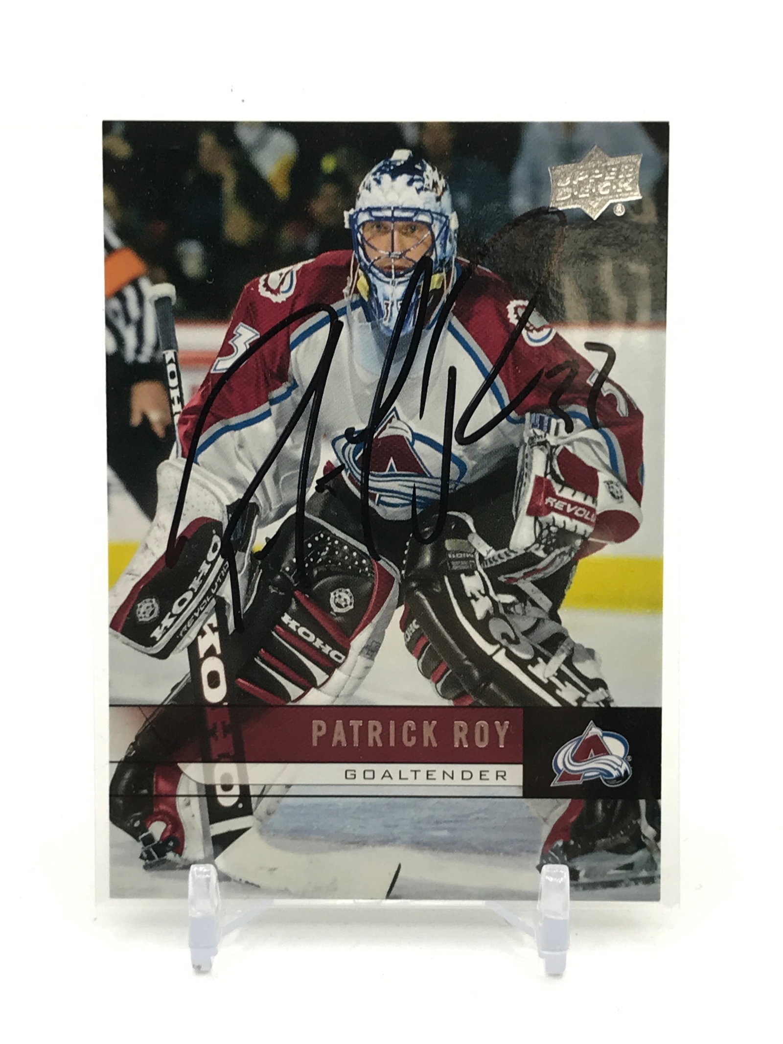 PATRICK ROY SIGNED HOCKEY TRADING CARD: Prices are in Canadian dollars
