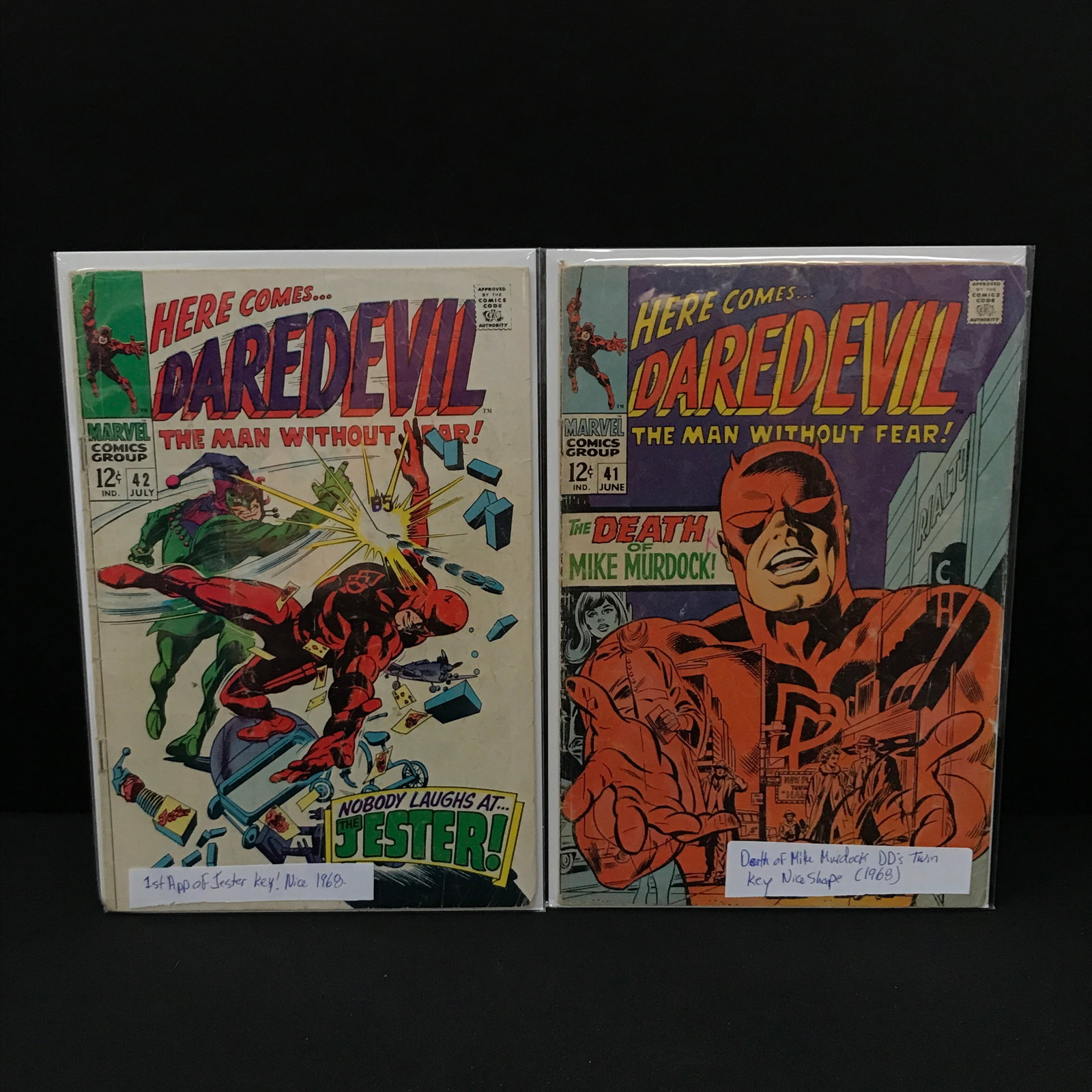 LOT OF 2 DAREDEVIL COMICS #41-42 (1968) INCLUDING 1ST APP OF THE JESTER - MARVEL COMICS: Prices are in Canadian dollars