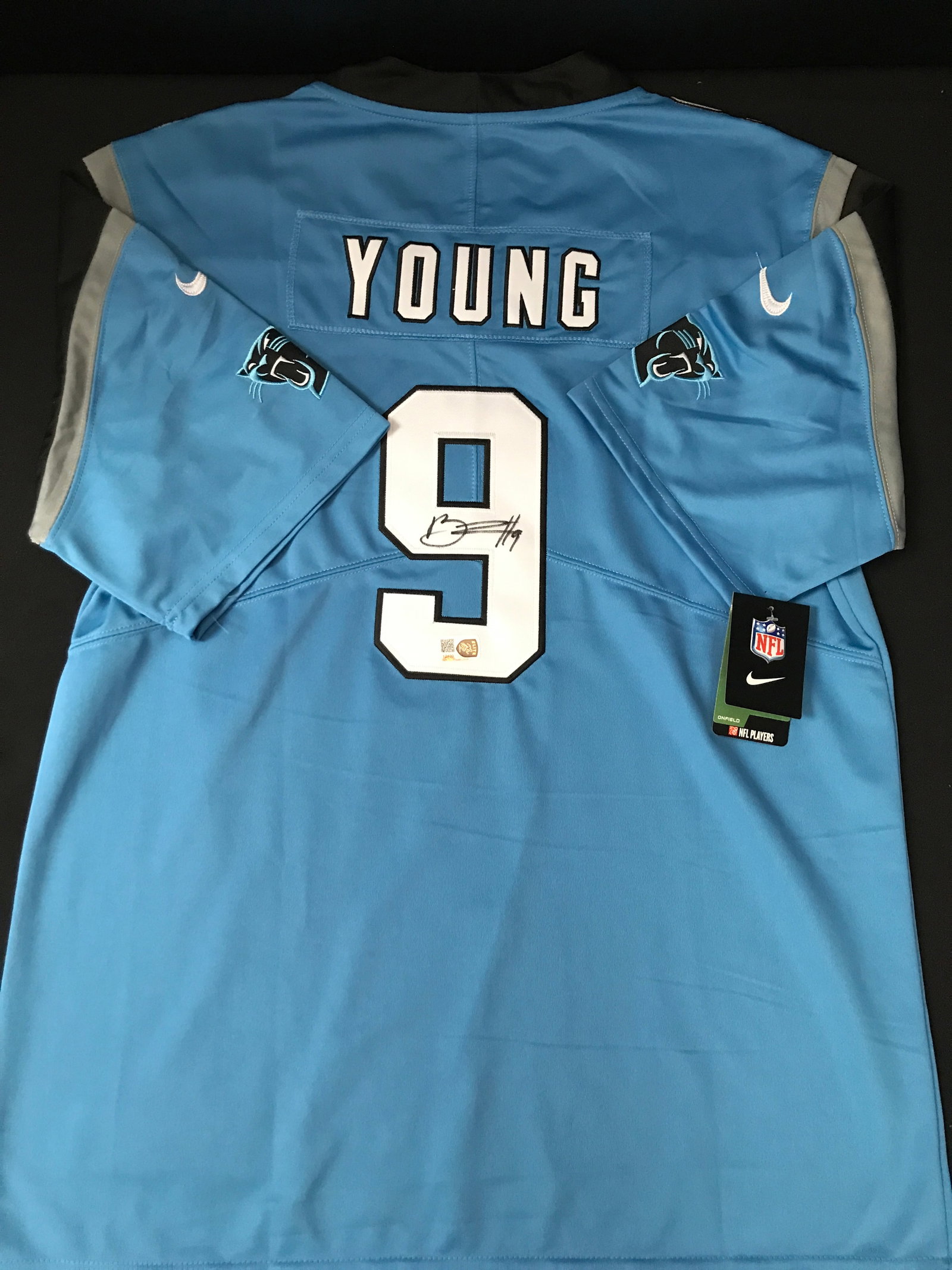 BRYCE YOUNG SIGNED CAROLINA PANTHERS CUSTOM JERSEY - ELITE COA: Prices are in Canadian dollars