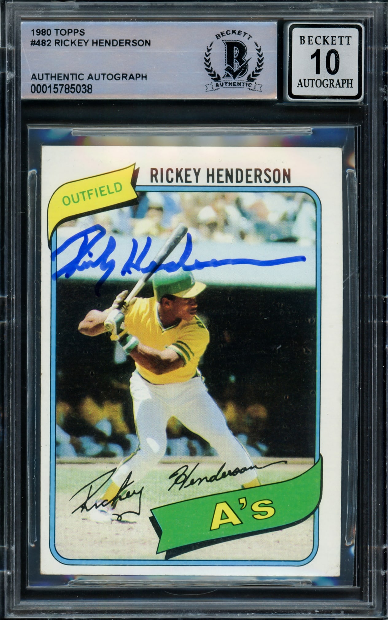 1980 TOPPS RICKEY HENDERSON SIGNED ROOKIE CARD - BECKETT GRADE 10: Prices are in Canadian dollars