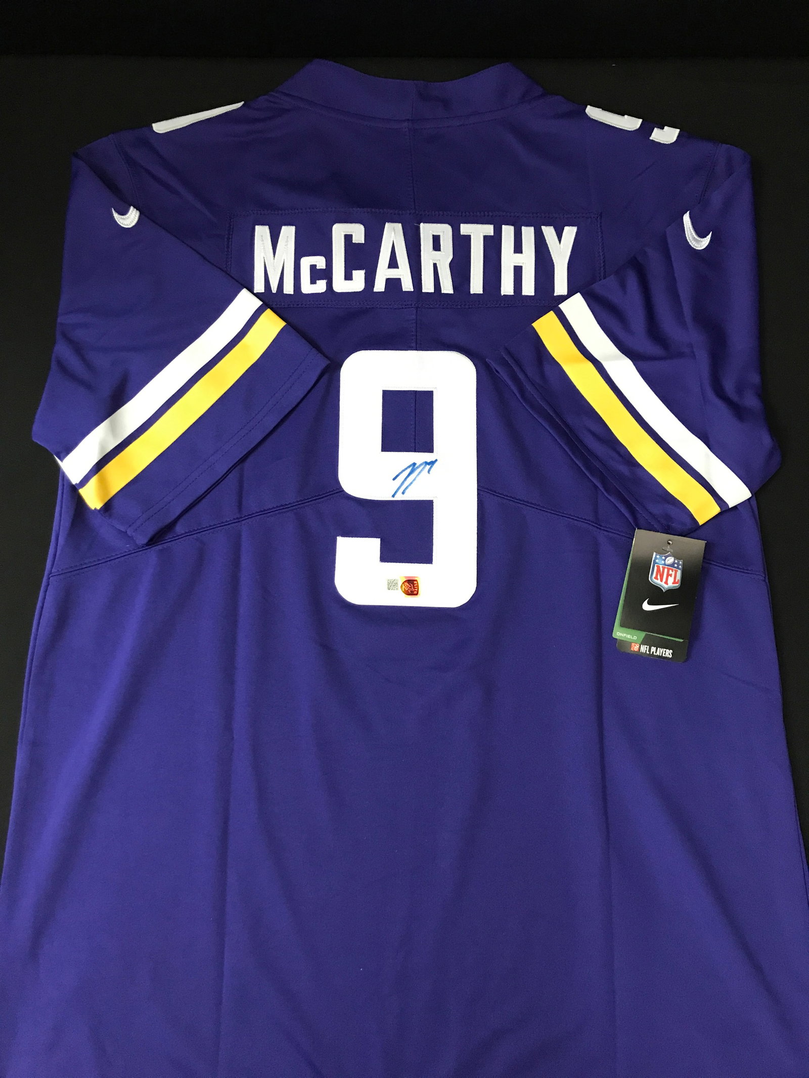 JJ MCCARTHY SIGNED MINNESOTA VIKINGS CUSTOM FOOTBALL JERSEY - ELITE COA: Prices are in Canadian dollars