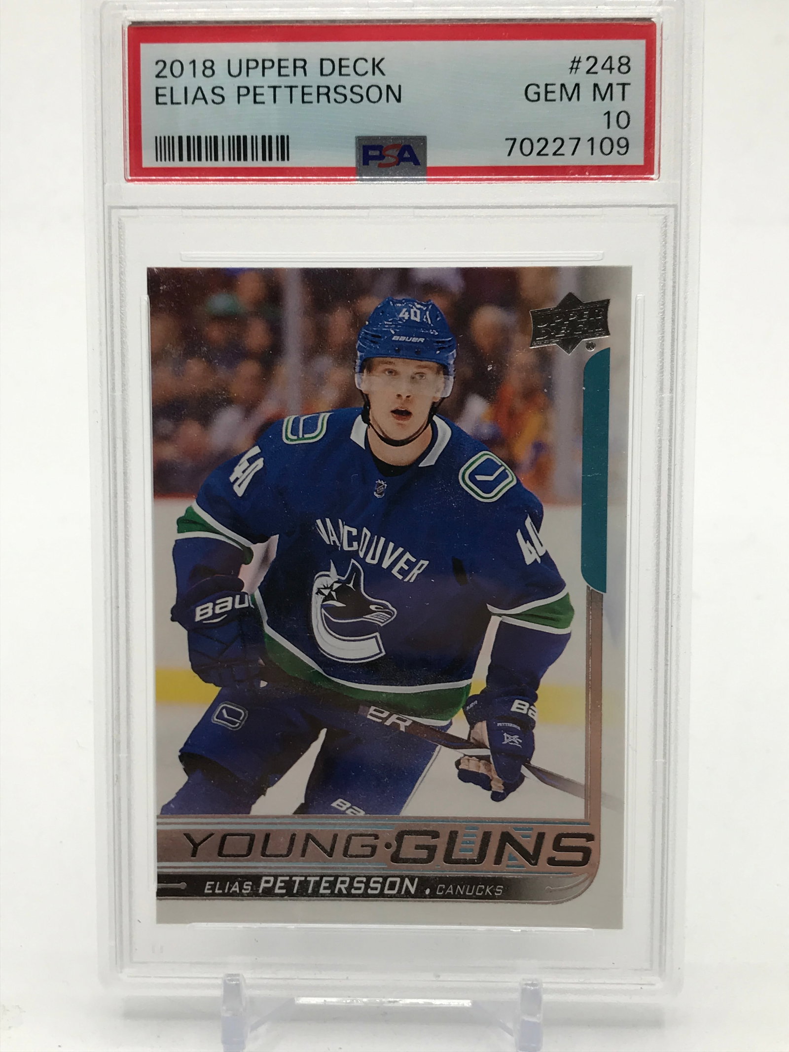 2018 UPPER DECK ELIAS PETTERSSON YOUNG GUNS ROOKIE (PSA 10): Prices are in Canadian dollars