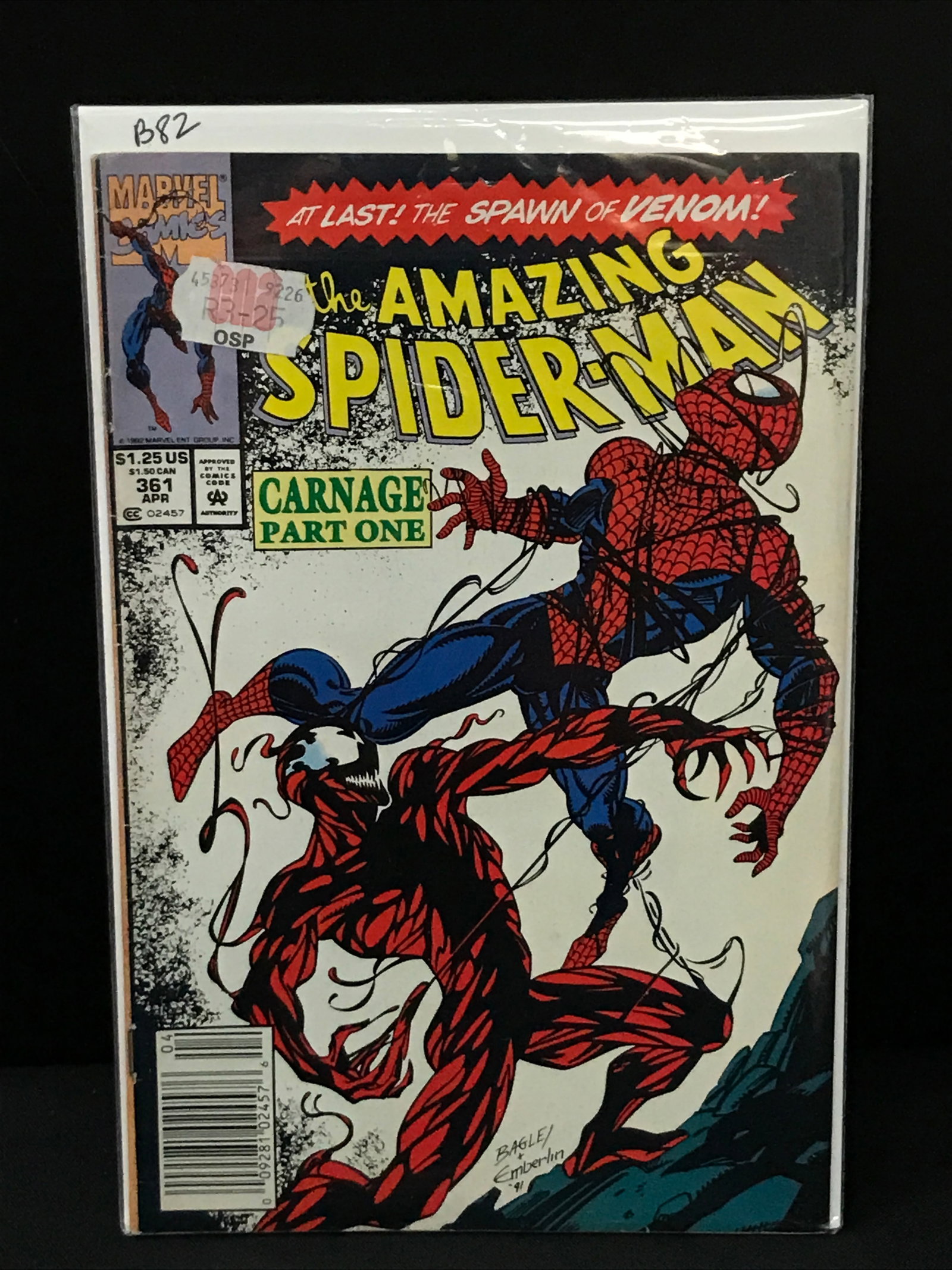 THE AMAZING SPIDERMAN NO.361 (1ST APPEARANCE CARNAGE) - MARVEL COMICS (1 of 1)