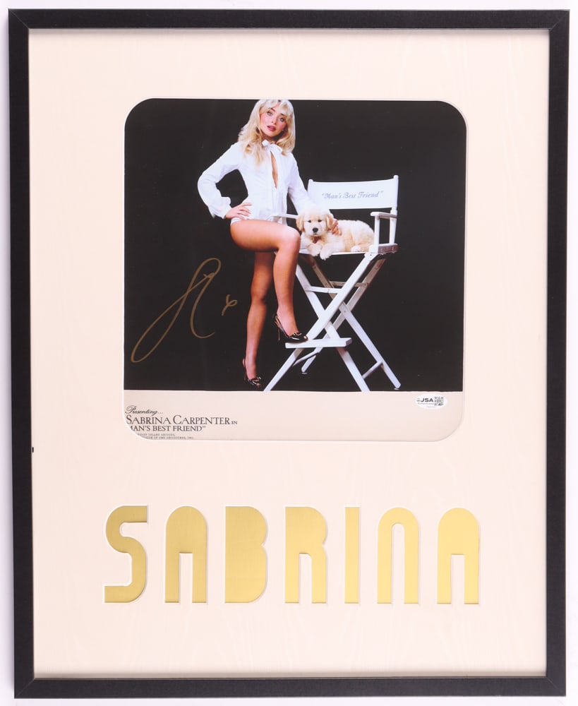 SABRINA CARPENTER SIGNED AND FRAMED PRESENTATION PIECE - JSA COA: Prices are in Canadian dollars