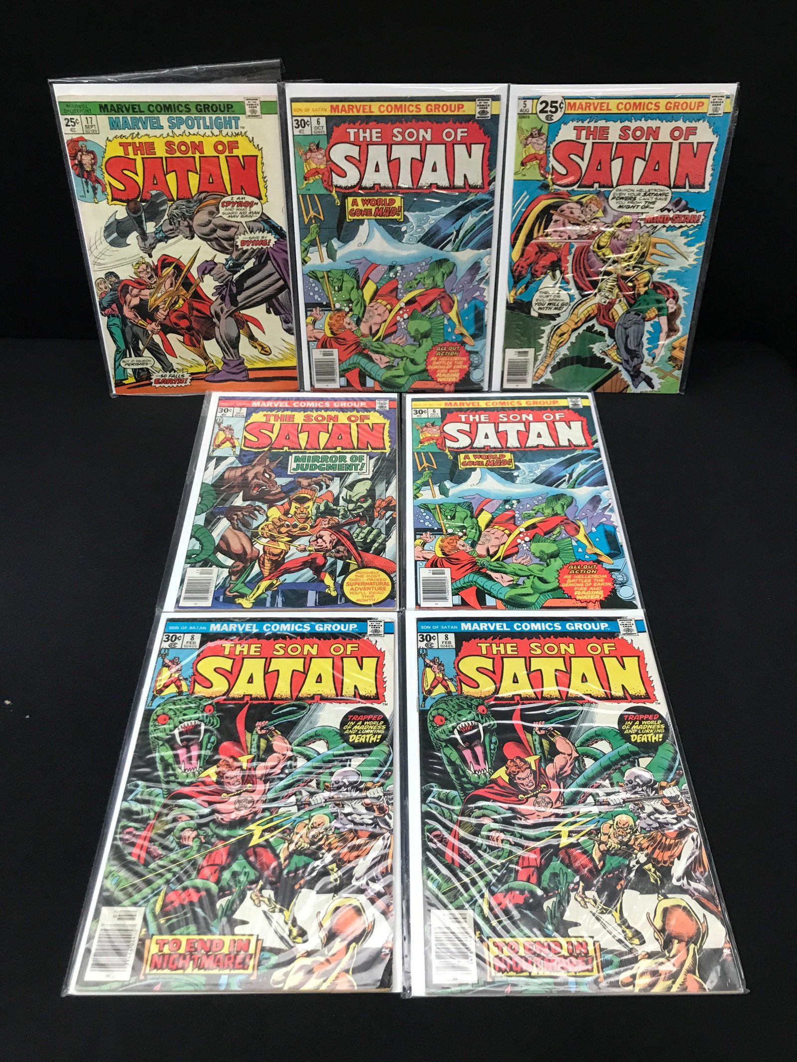 LOT OF 7 THE SON OF SATAN COMICS - MARVEL COMICS: Prices are in Canadian dollars