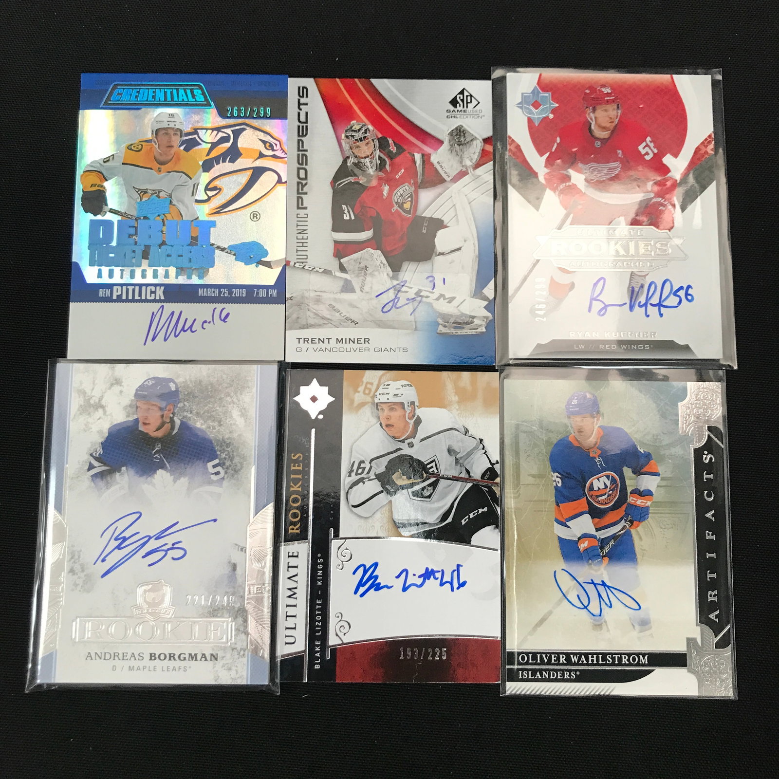 LOT OF 6 SIGNED HOCKEY TRADING CARDS: Prices are in Canadian dollars