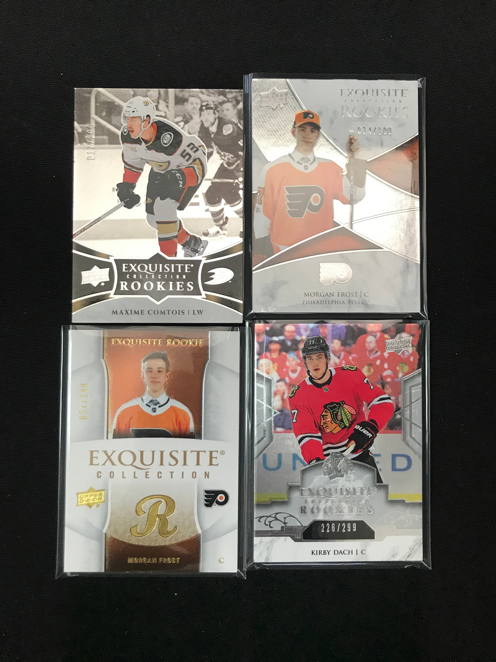 LOT OF 4 UPPER DECK EXQUISITE COLLECTION ROOKIE HOCKEY TRADING CARDS: Prices are in Canadian dollars