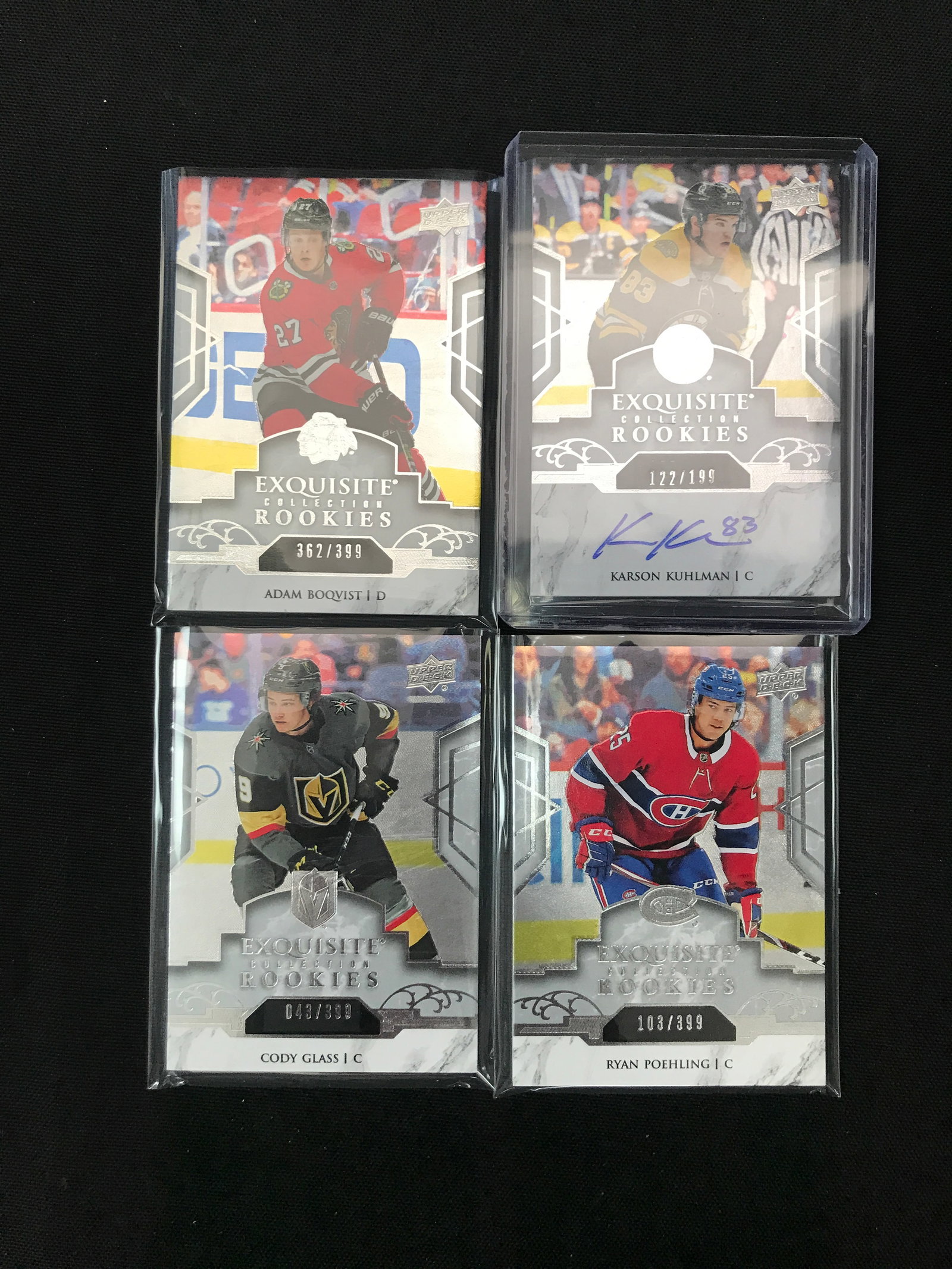 LOT OF 4 UPPER DECK EXQUISITE COLLECTION ROOKIE HOCKEY TRADING CARDS - INCLUDING 1 SIGNED: Prices are in Canadian dollars