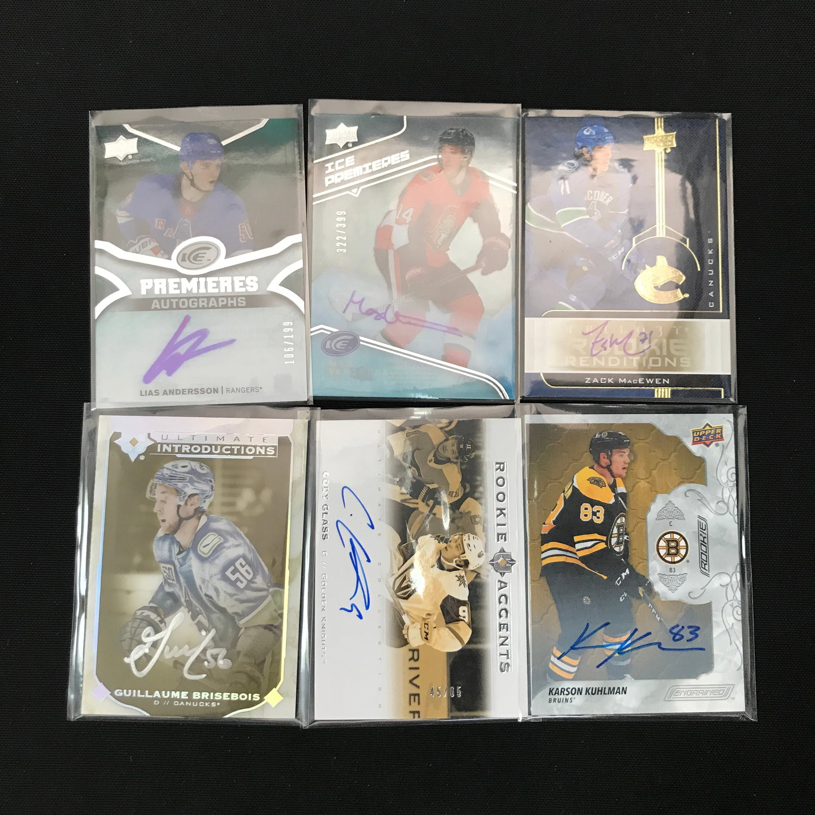 LOT OF 6 SIGNED HOCKEY TRADING CARDS: Prices are in Canadian dollars