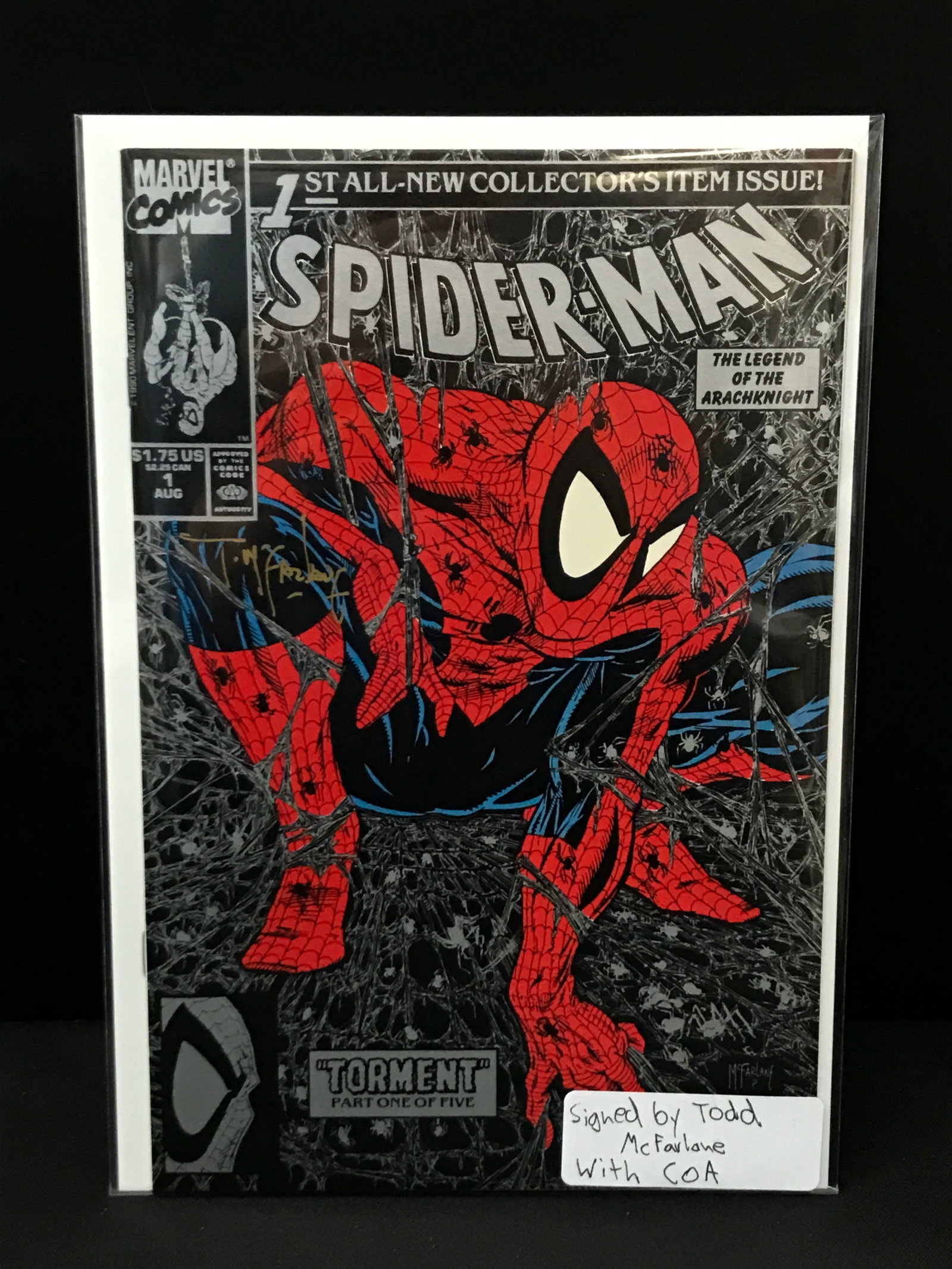 SPIDERMAN #1 SIGNED BY TODD MCFARLANE WITH COA: Prices are in Canadian dollars