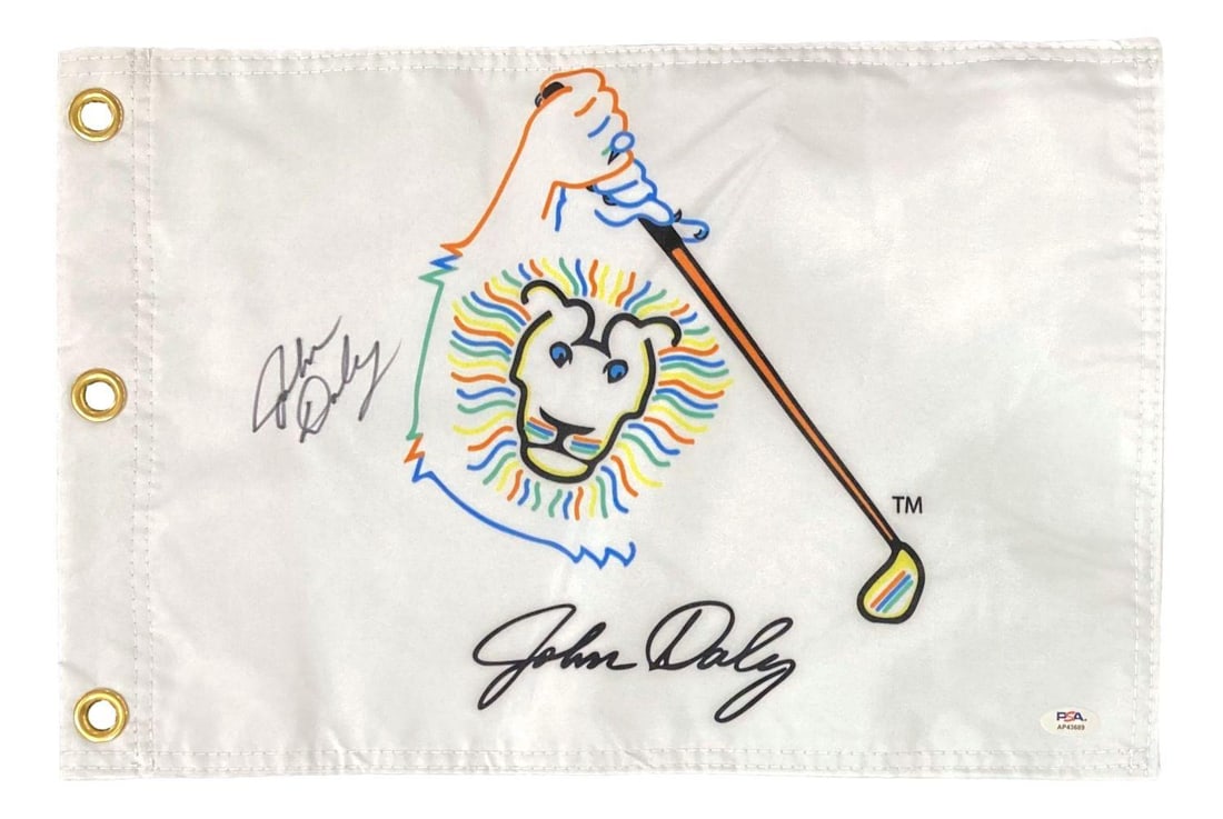 JOHN DALY SIGNED GOLF PIN FLAG - PSA COA: Prices are in Canadian dollars