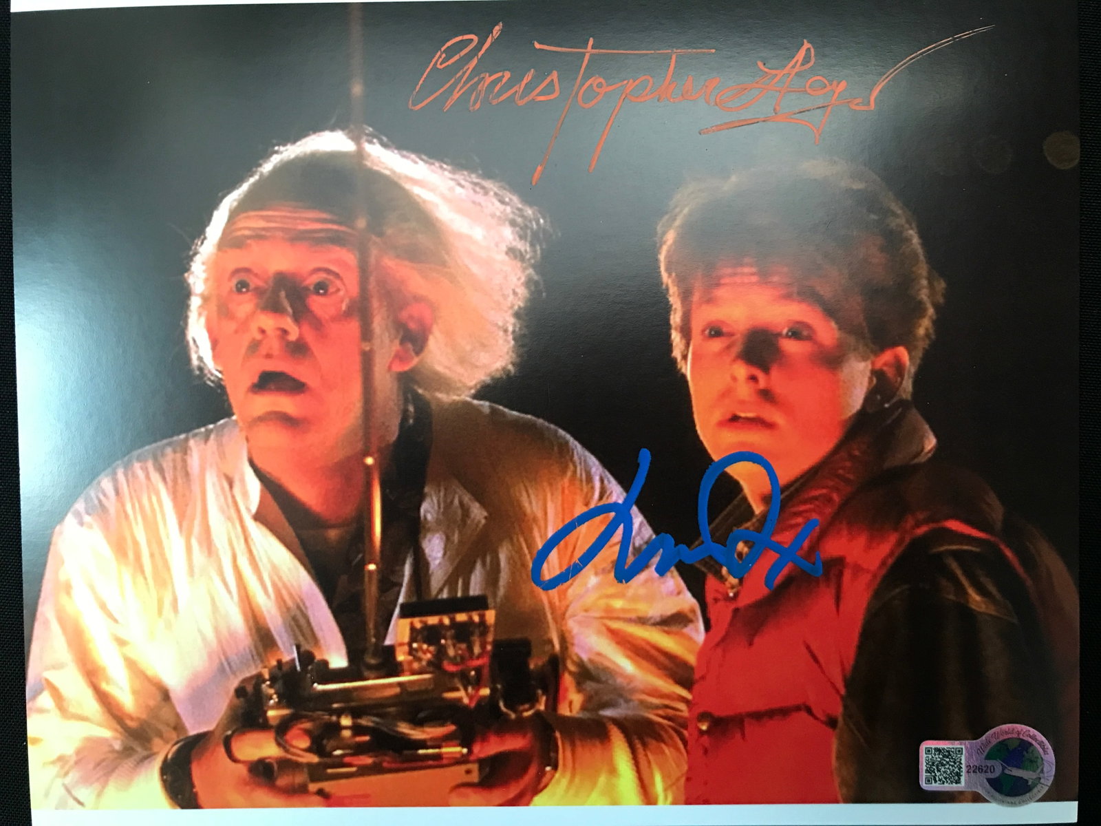 MICHAEL J FOX AND CHRISTOPHER LLOYD DUAL SIGNED BACK TO THE FUTURE 8X10 - WWOC COA: Prices are in Canadian dollars