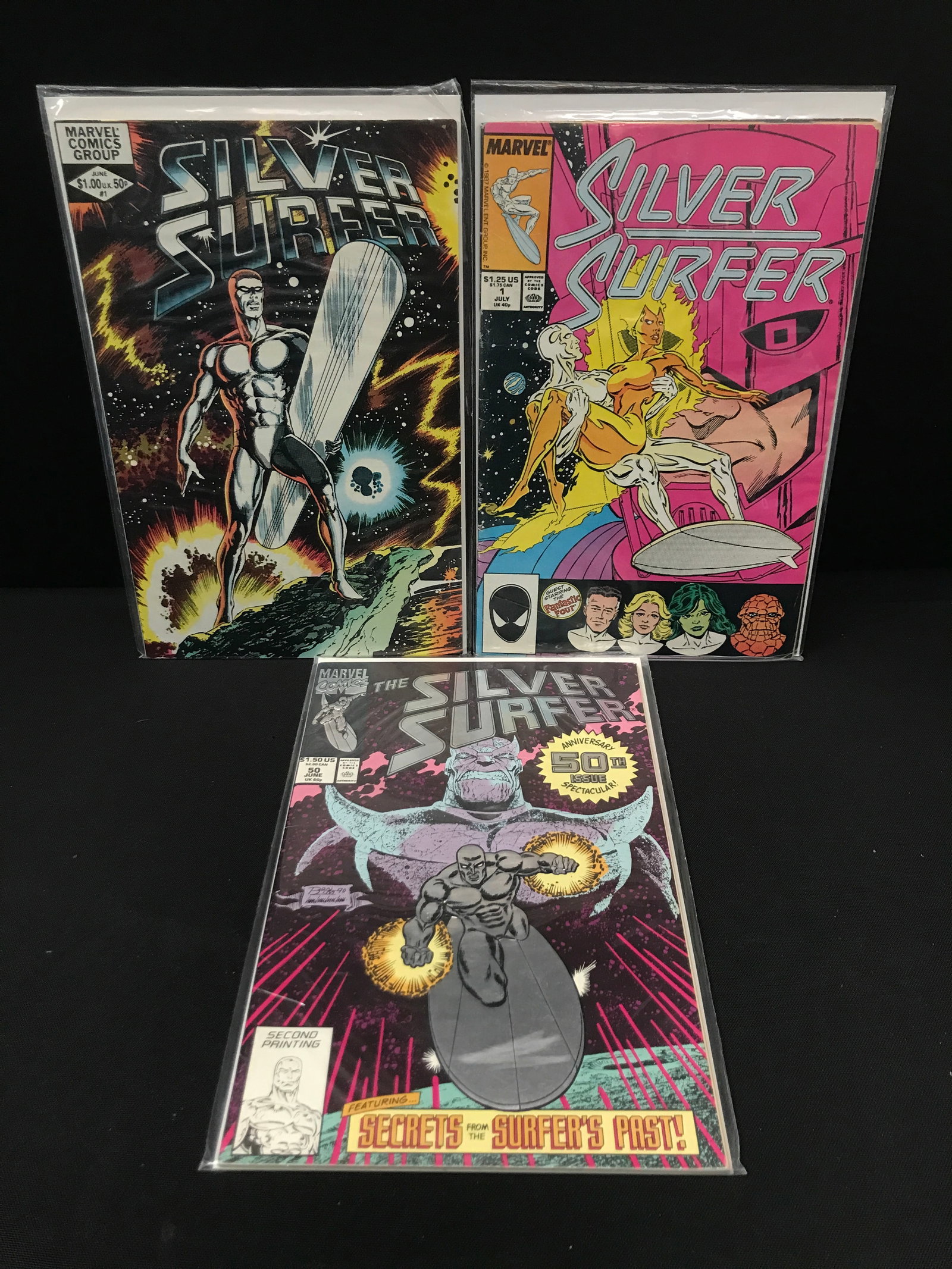 LOT OF 3 SILVER SURFER COMICS INCLUDING 2 X #1 - MARVEL COMICS: Prices are in Canadian dollars