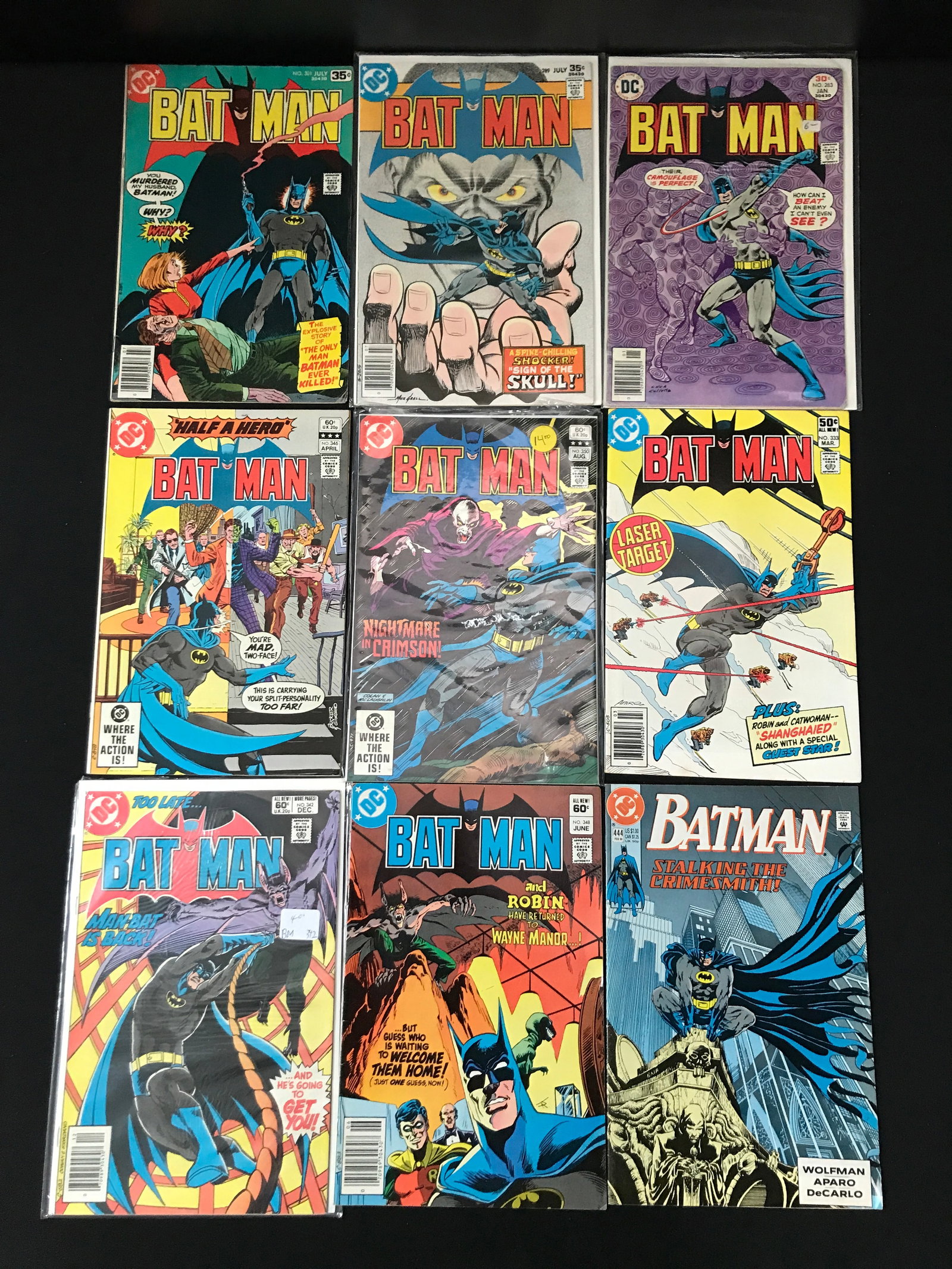 LOT OF 9 BATMAN - DC COMICS: Prices are in Canadian dollars