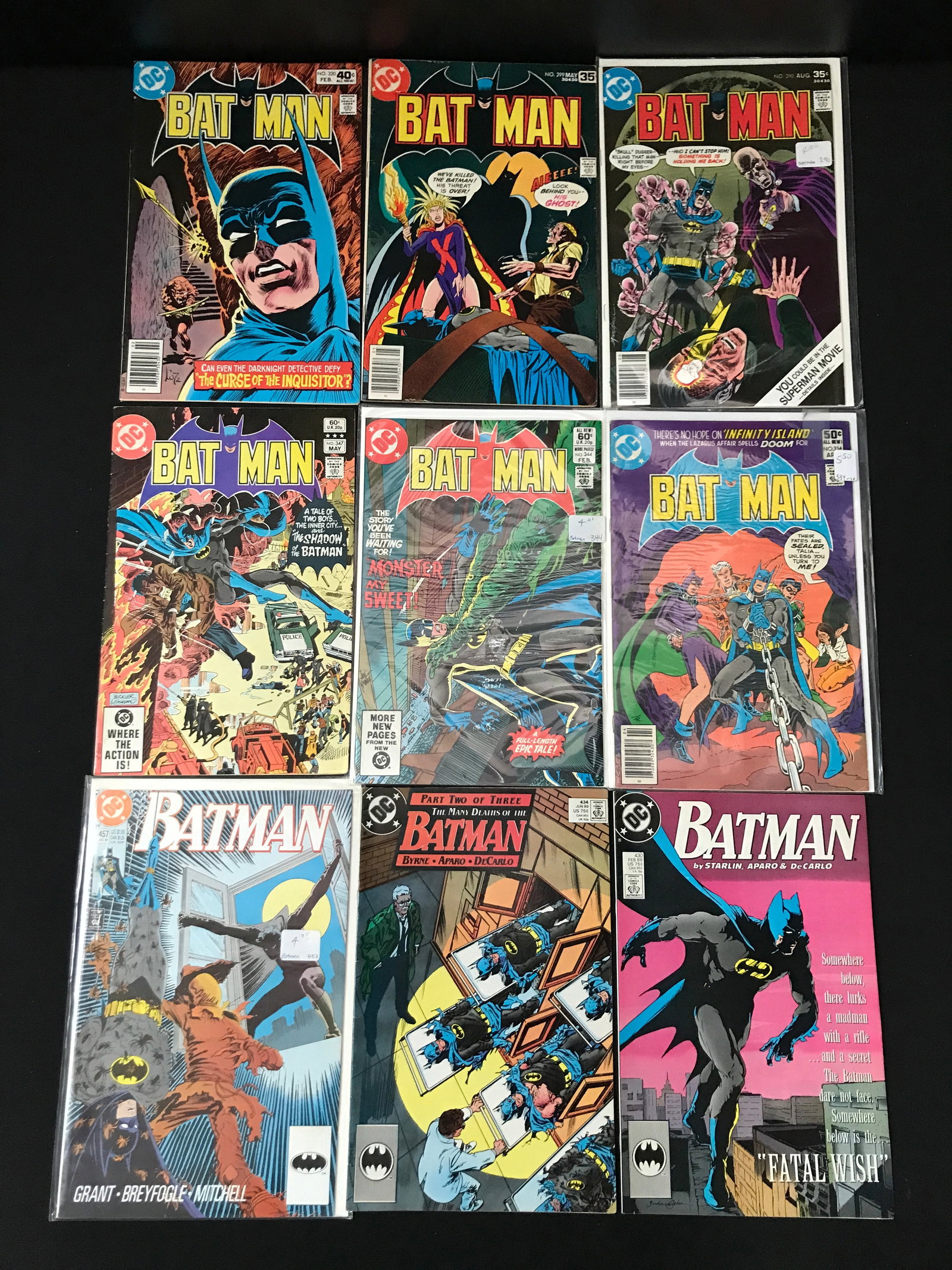 LOT OF 9 BATMAN - DC COMICS: Prices are in Canadian dollars