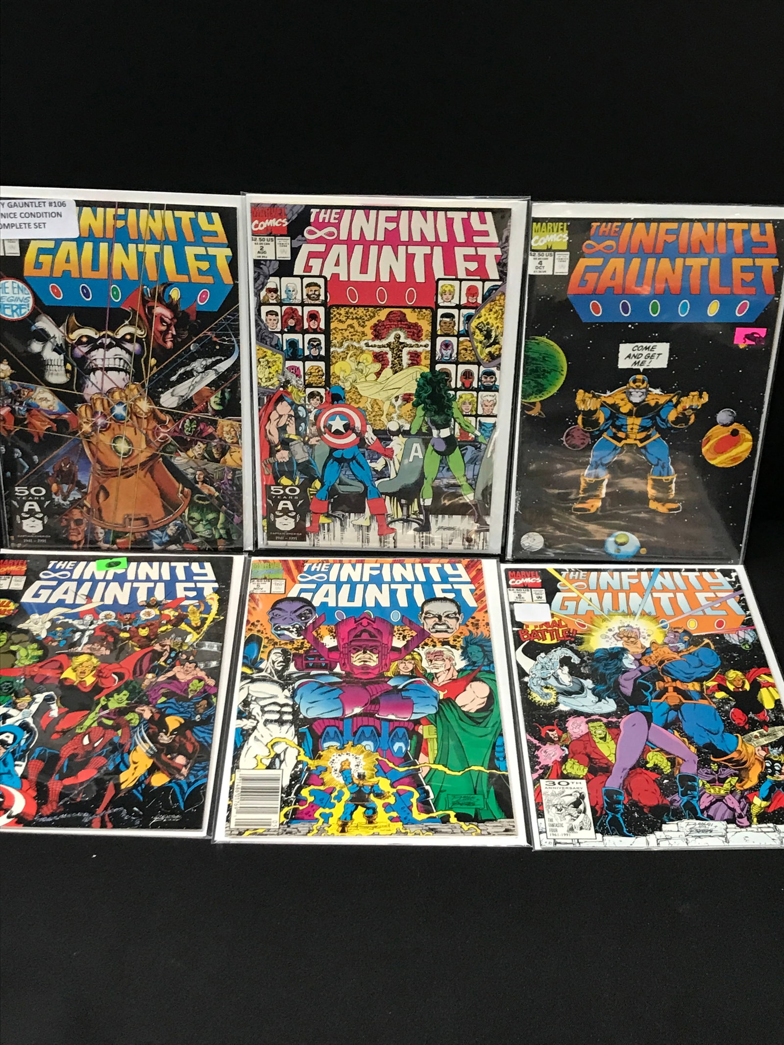 LOT OF 6 INFINITY GAUNTLET COMICS - MARVEL COMICS: Prices are in Canadian dollars
