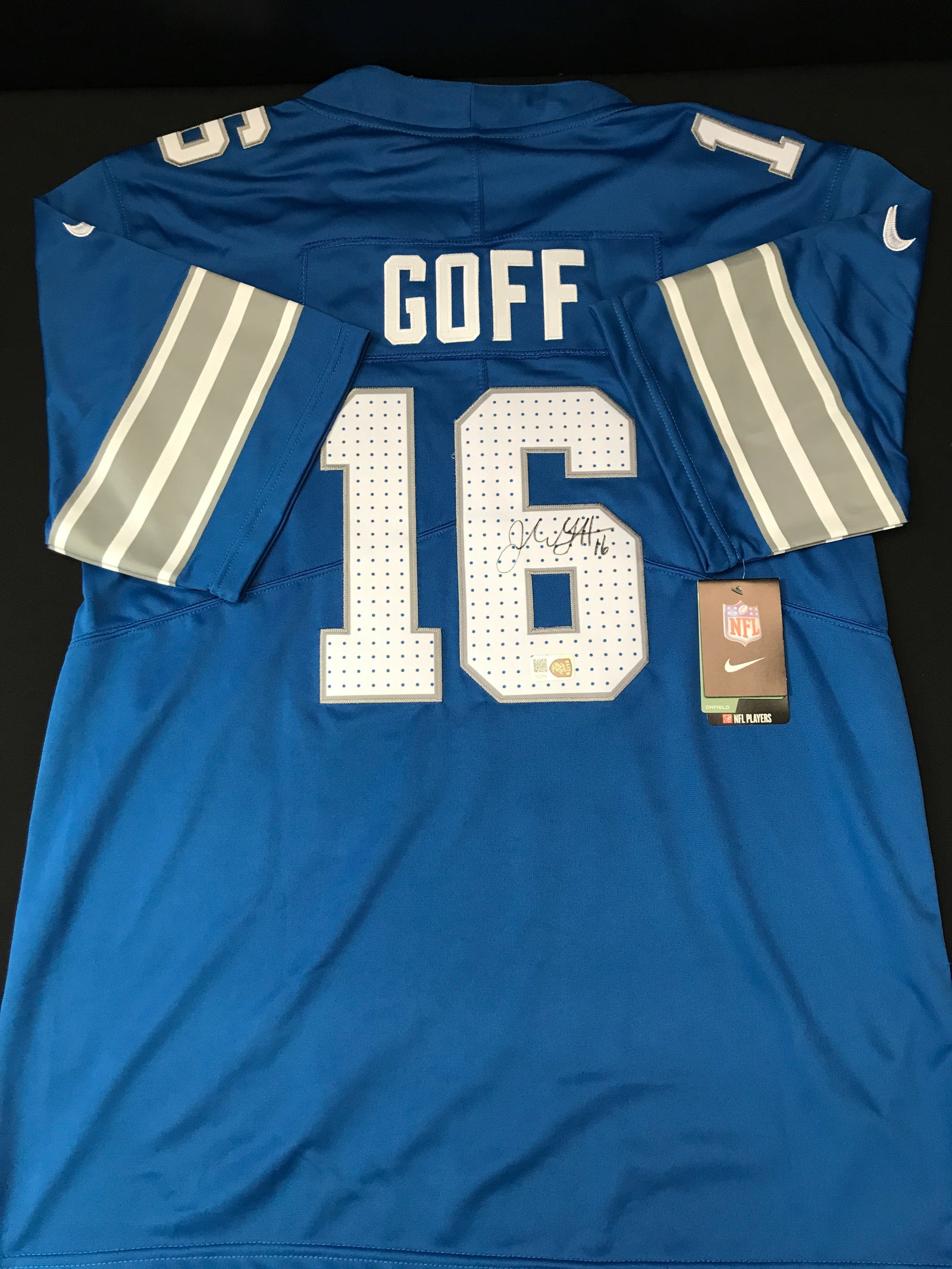 JARED GOFF SIGNED DETROIT LIONS CUSTOM FOOTBALL JERSEY - ELITE COA: Prices are in Canadian dollars