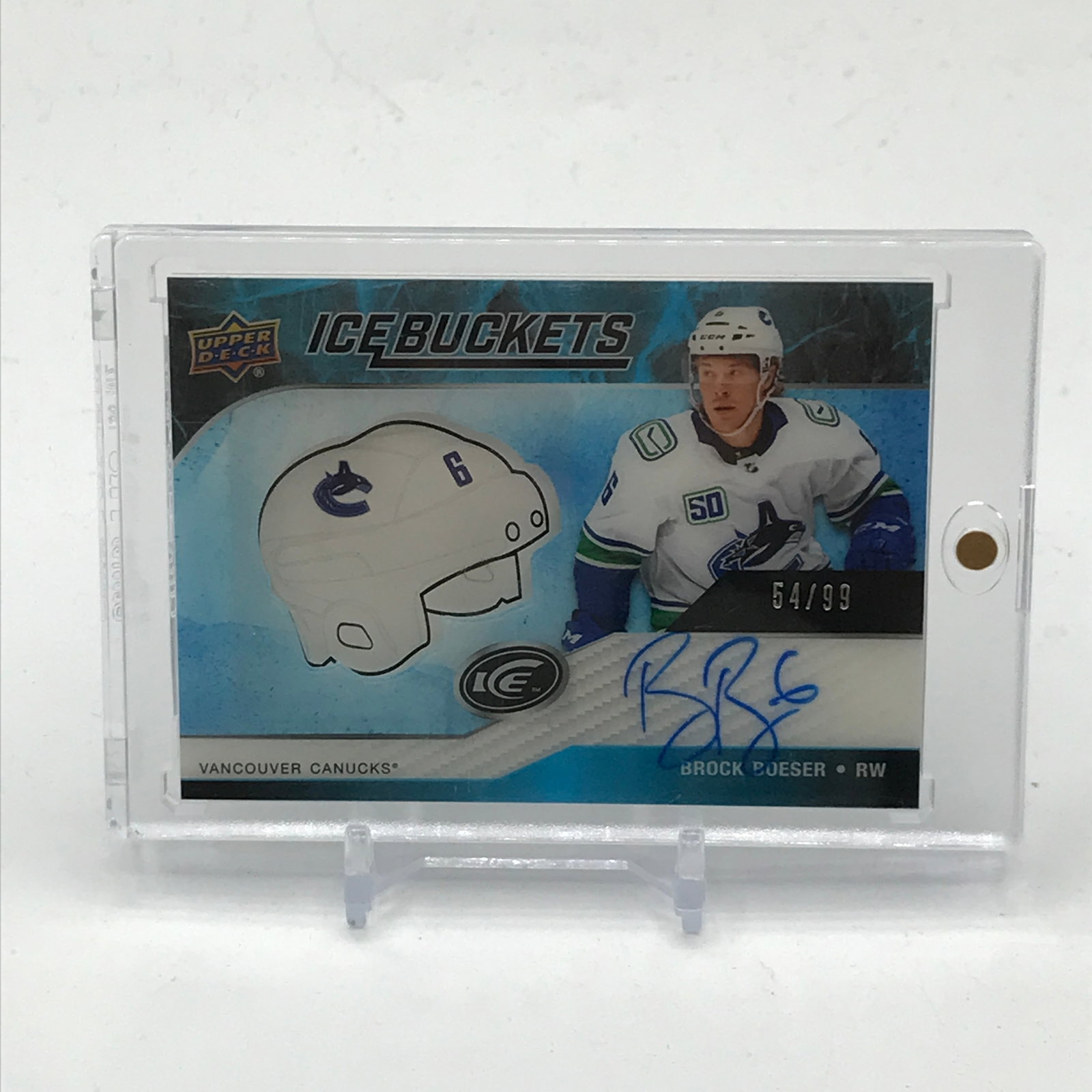 2019-20 UPPER DECK ICE HOCKEY BROCKE BOESER SIGNED MINI HELMET TRADING CARD 54/99: Prices are in Canadian dollars