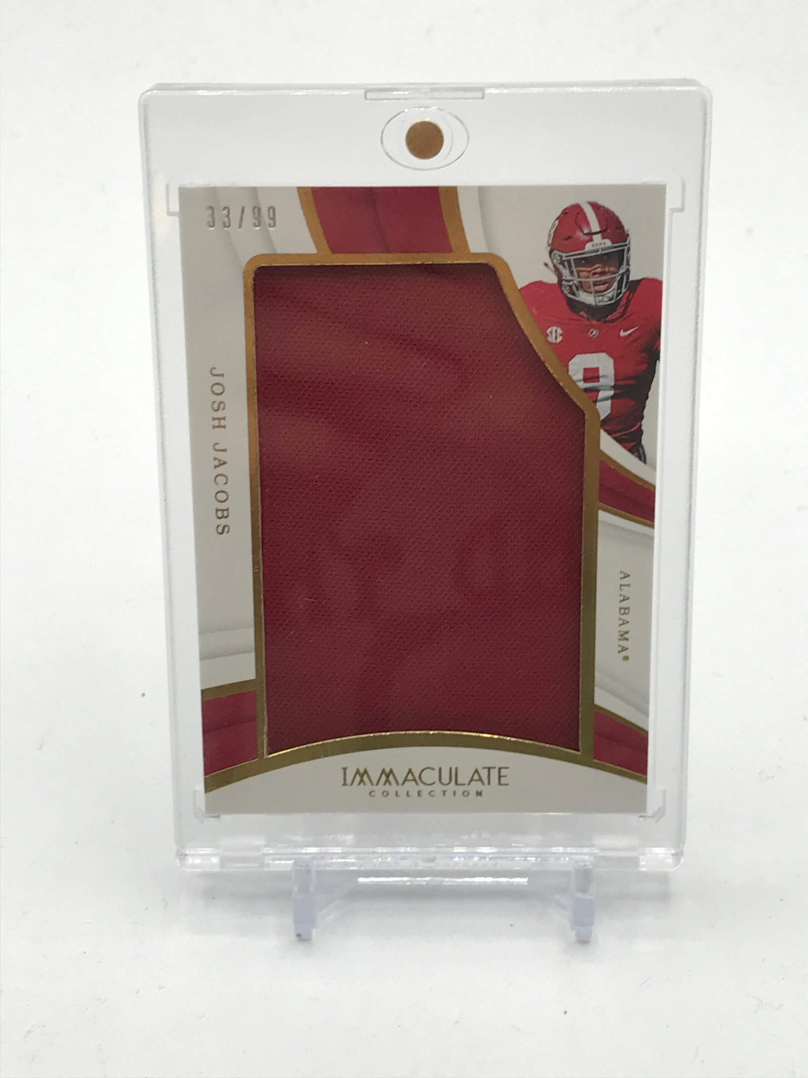 2019 PANINI IMMACULATE COLLECTION COLLEGIATE JOSH JACOBS PATCH TRADING CARD 33/99: Prices are in Canadian dollars