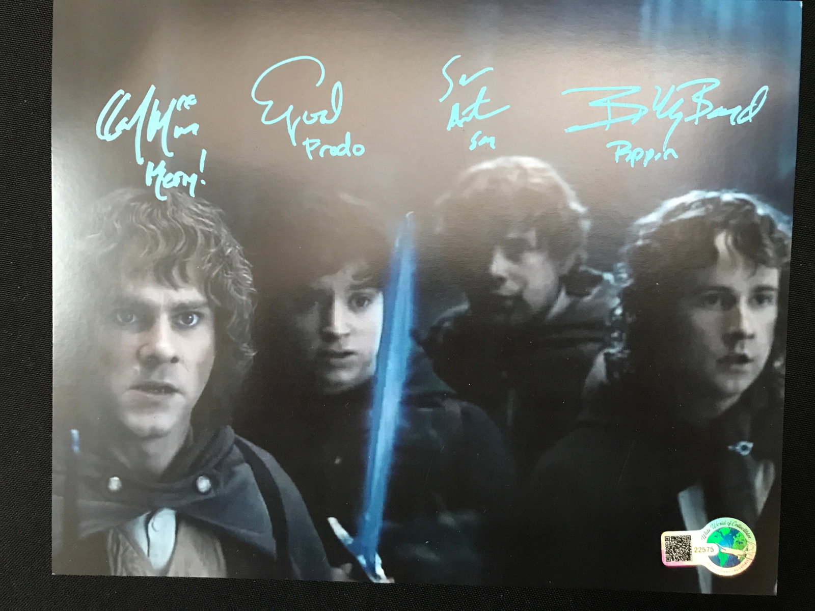 QUAD SIGNED LORD OF THE RINGS 8X10: ASTIN, WOOD, BOYD & MONAGHAN - WWOC COA: Prices are in Canadian dollars