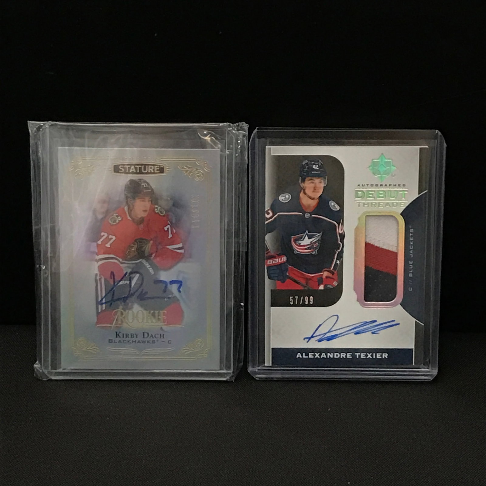 KIRBY DACH AND ALEXANDER TEXIER SIGNED ROOKIE CARD LOT: Prices are in Canadian dollars
