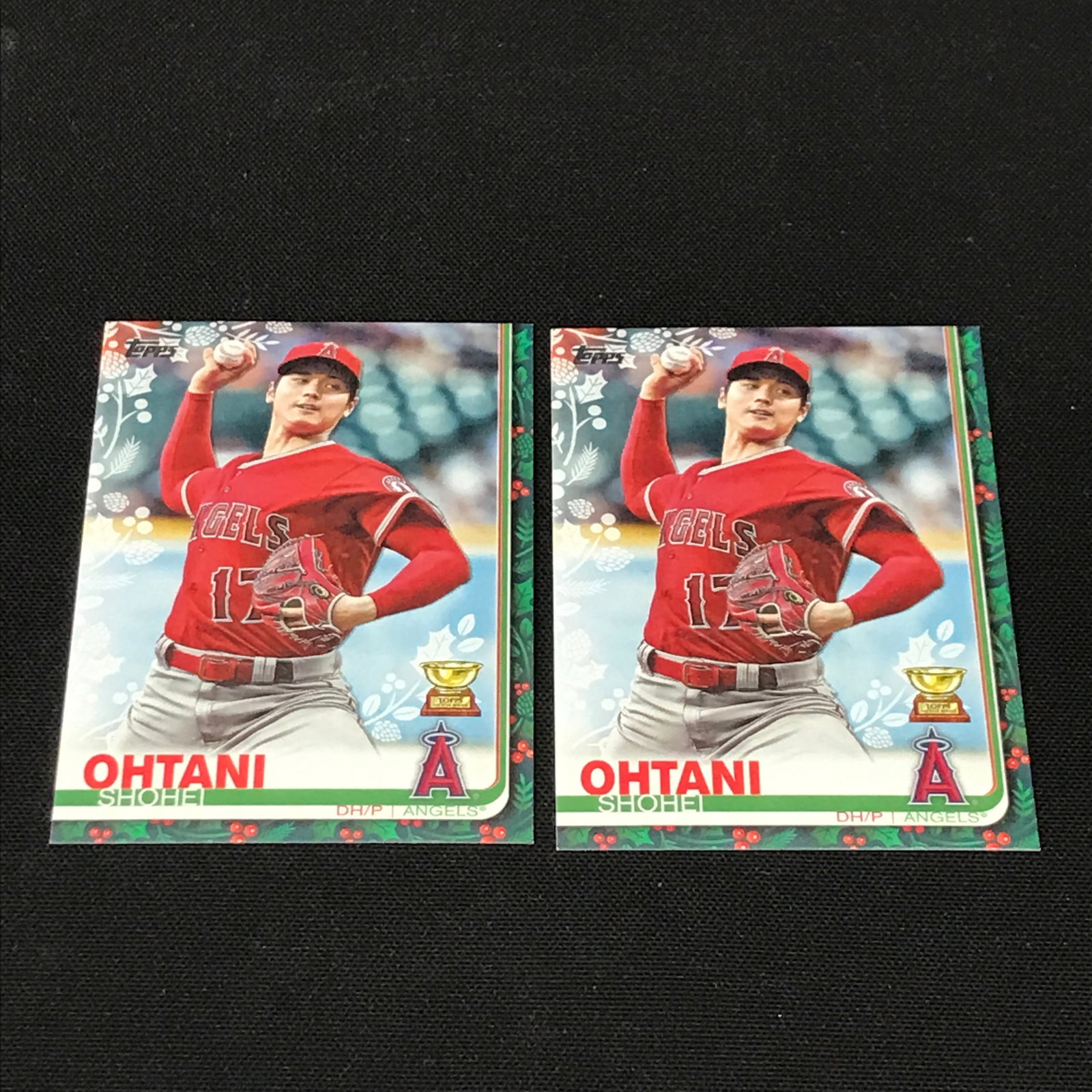 LOT OF 2 SHOHEI OHTANI CHRISTMAS THEMED BASEBALL TRADING CARDS: Prices are in Canadian dollars