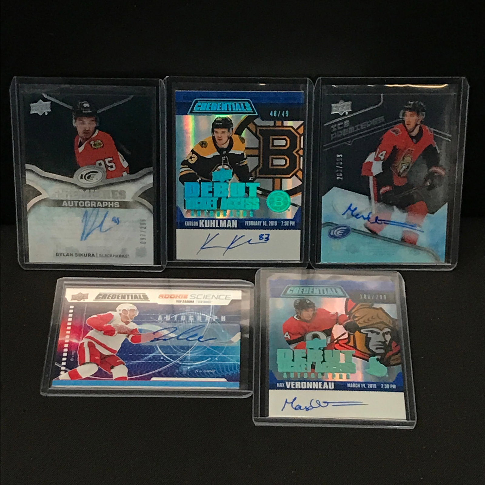 LOT OF 5 SIGNED HOCKEY TRADING CARDS - INCLUDING ROOKIES: Prices are in Canadian dollars