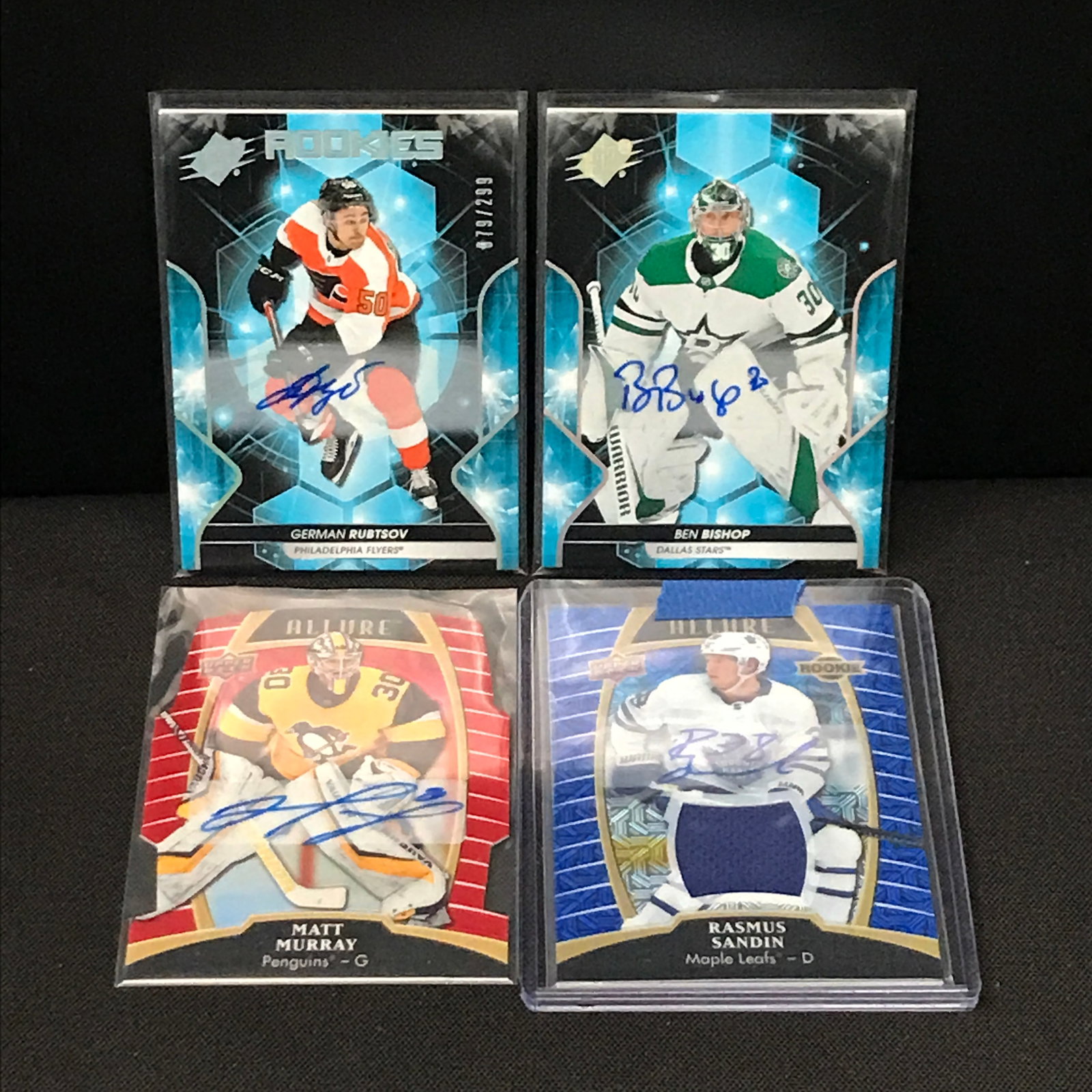 LOT OF 4 SIGNED HOCKEY TRADING CARDS - INCLUDING A ROOKIE: Prices are in Canadian dollars
