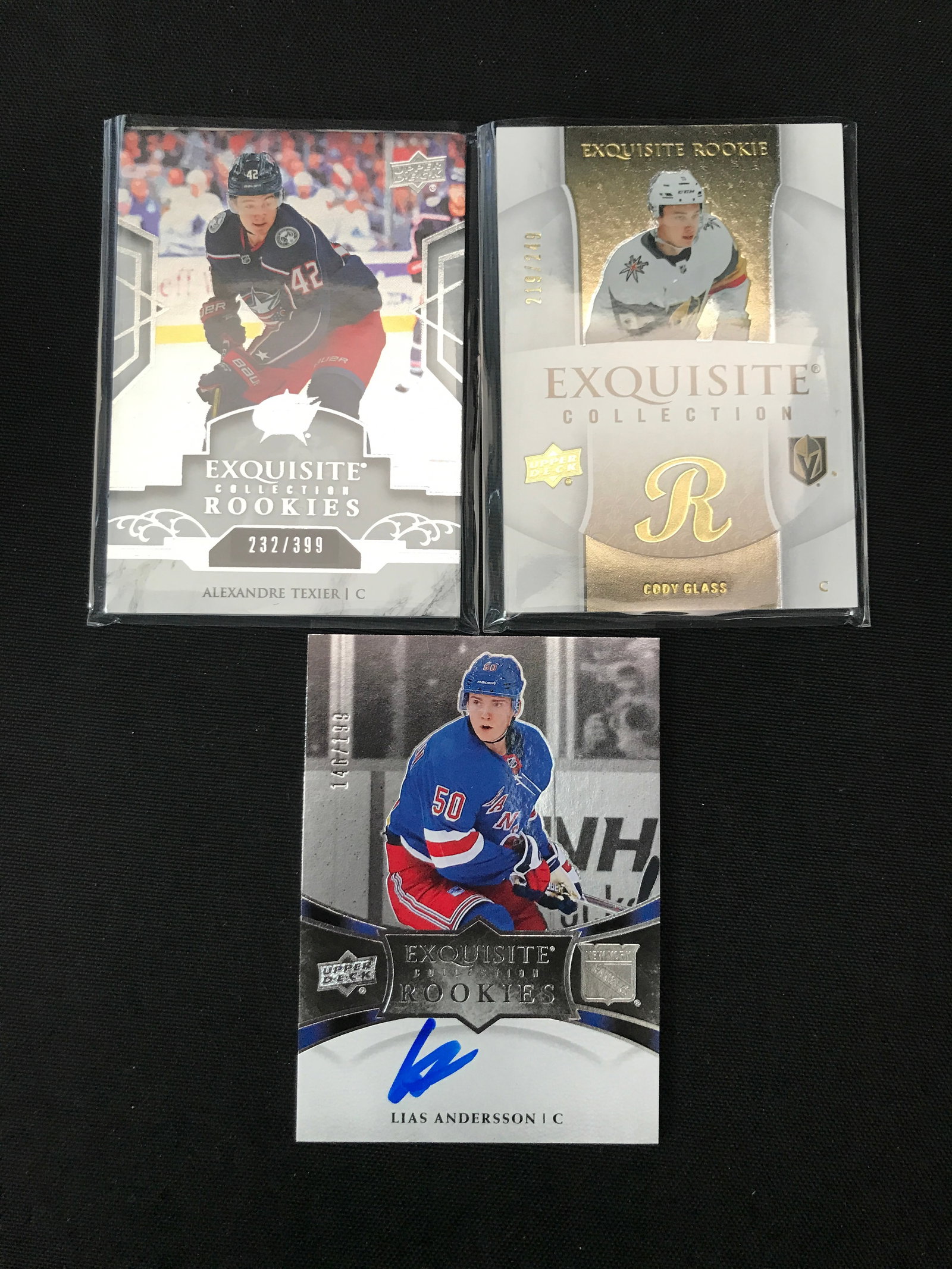 LOT OF 3 EXQUISITE COLLECTION ROOKIES TRADING CARDS INCLUDING 1 SIGNED: Prices are in Canadian dollars