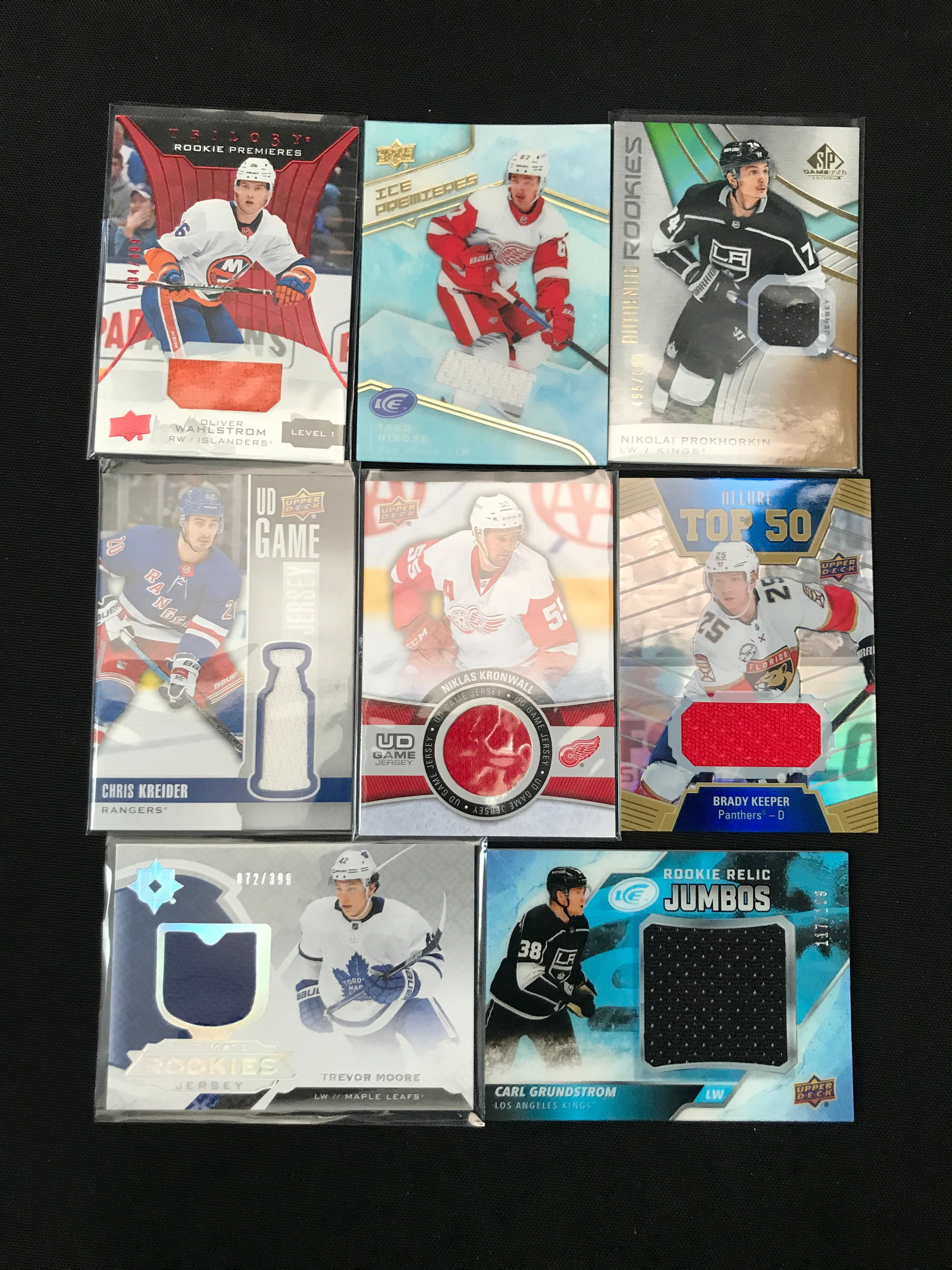 LOT OF 8 UPPER DECK HOCKEY PATCH TRADING CARDS - INCLUDING SEVERAL ROOKIES: Prices are in Canadian dollars