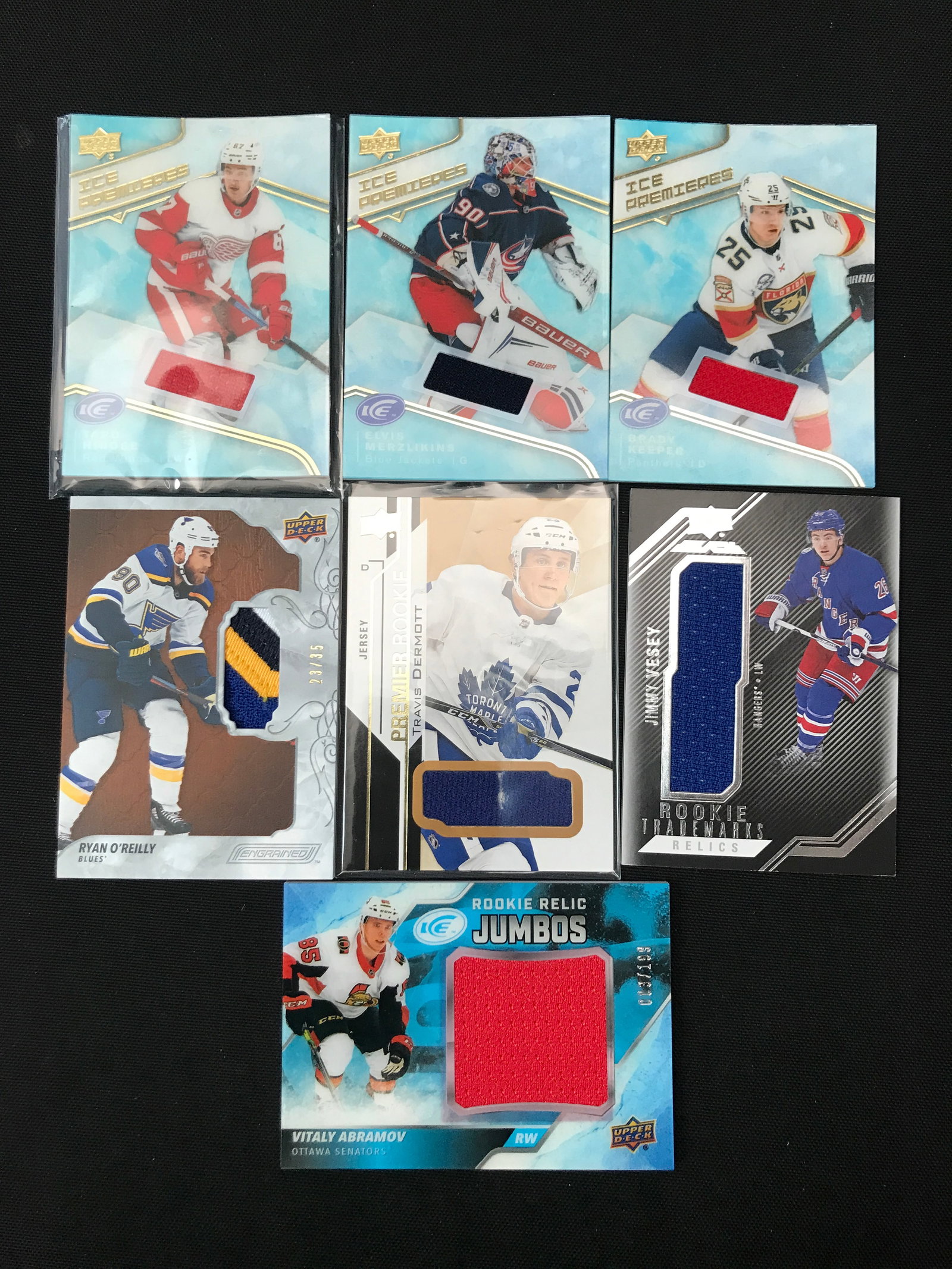 LOT OF 7 UPPER DECK PATCH TRADING CARDS - INCLUDING SEVERAL ROOKIES: Prices are in Canadian dollars