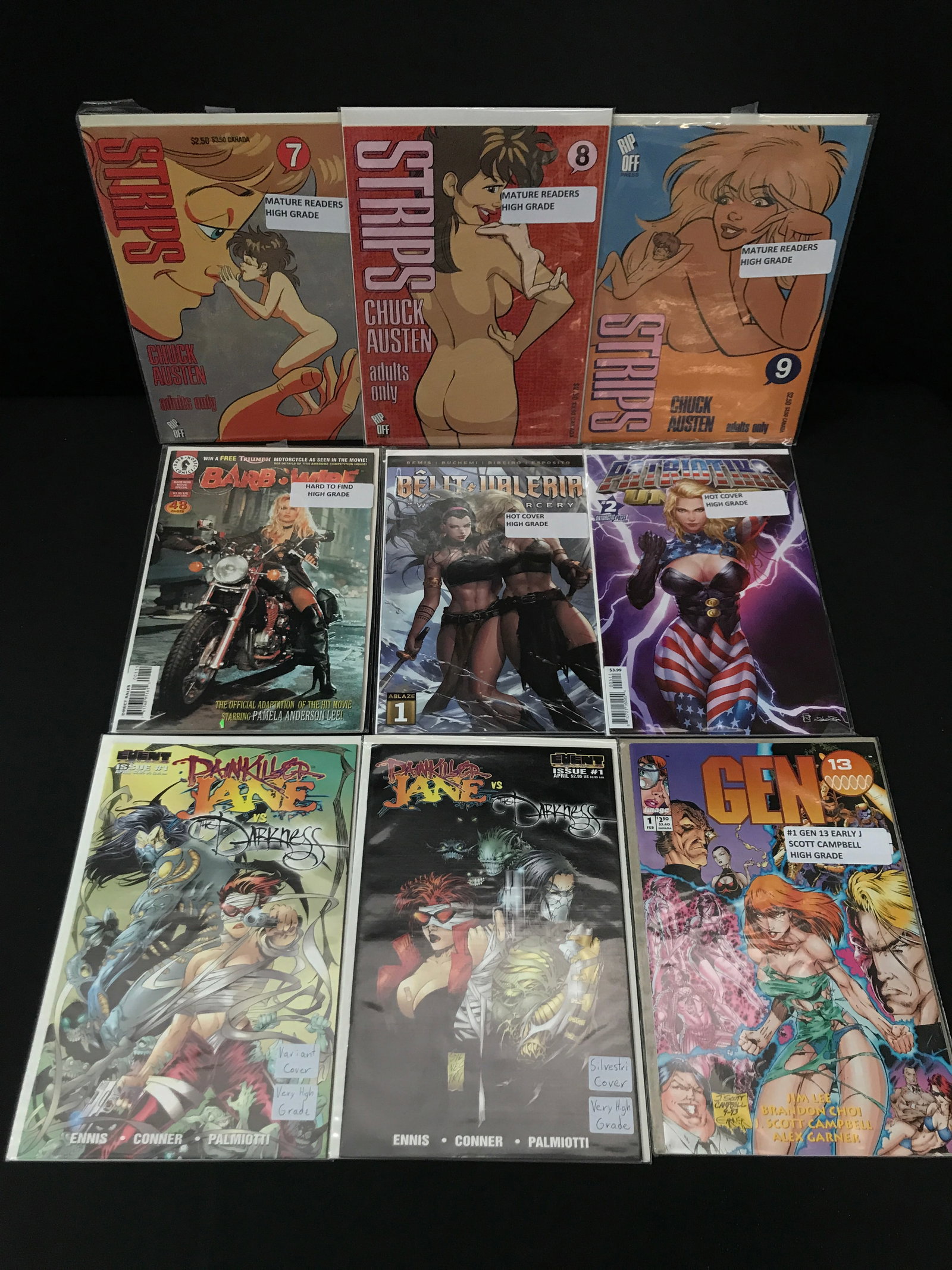 LOT OF 9 MIXED TITLE MATURE COMICS - VARIOUS PUBLISHERS: Prices are in Canadian dollars