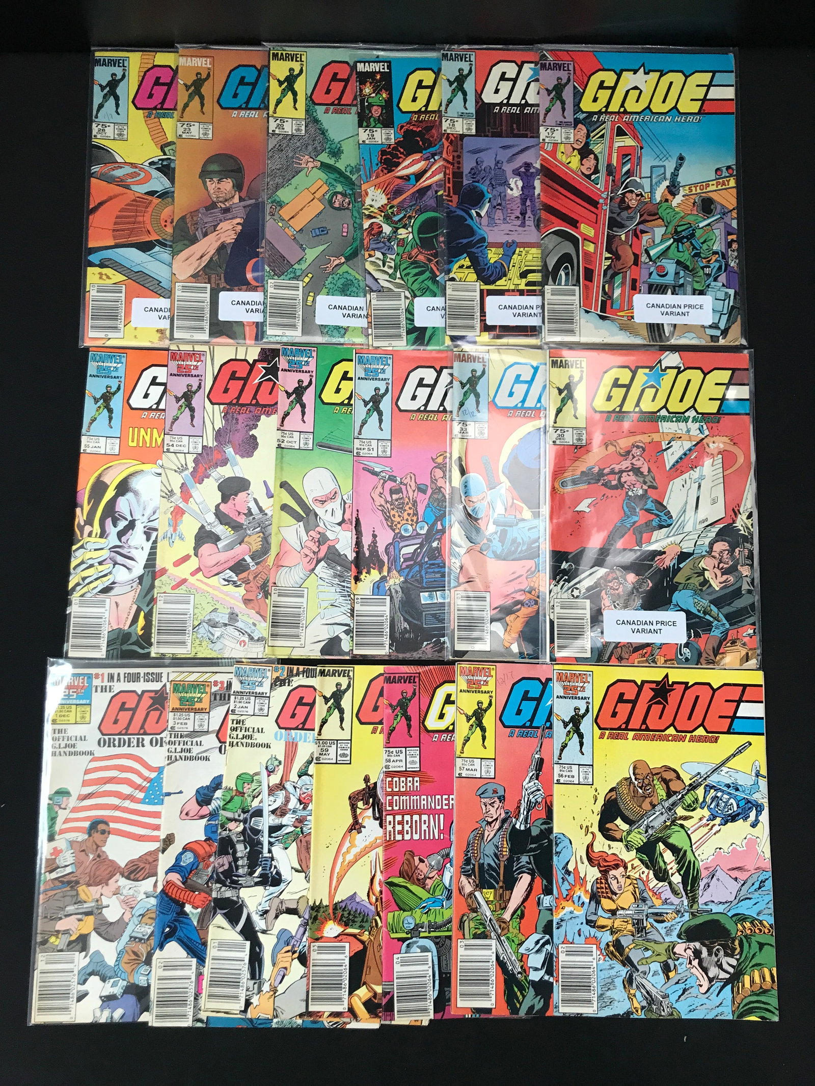 LARGE LOT OF G.I.JOE COMICS - MARVEL COMICS: Prices are in Canadian dollars