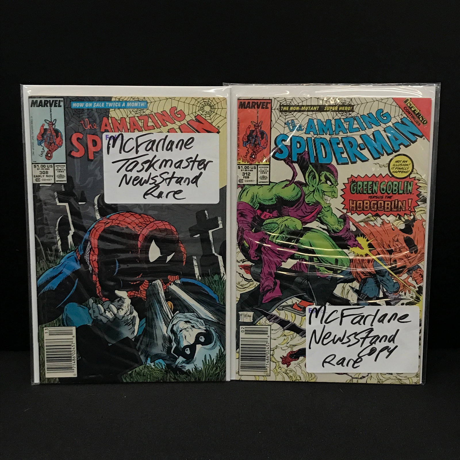 LOT OF 2 AMAZING SPIDERMAN COMICS NEWSSTAND EDITIONS - MARVEL COMICS: Prices are in Canadian Dollars