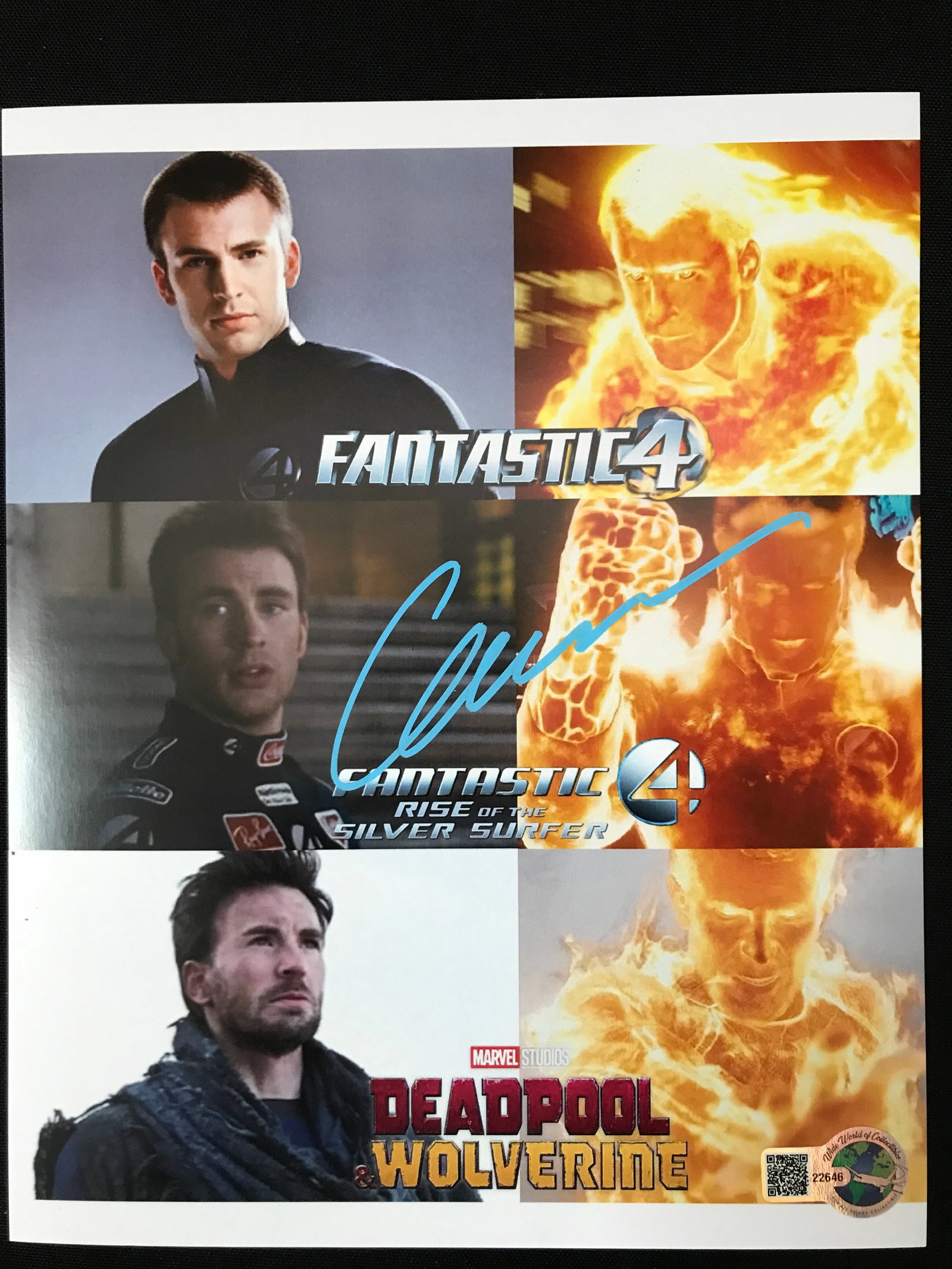 CHRIS EVANS SIGNED MULTI CHARACTER 8X10 - WWOC COA: Prices are in Canadian dollars