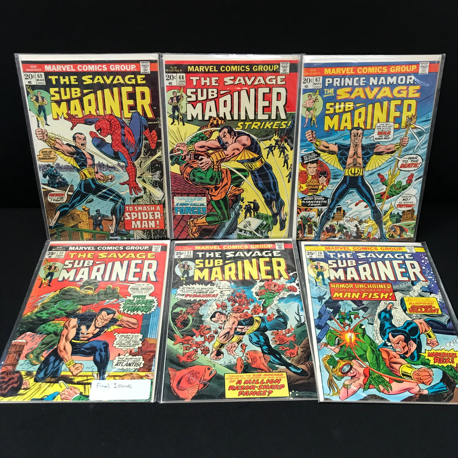 LOT OF 6 PRINCE NAMOR THE SUB-MARINER COMICS #67 - #72 - MARVEL COMICS: Prices are in Canadian dollars