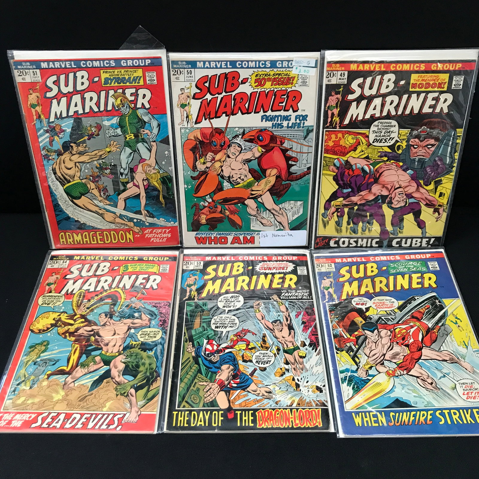 LOT OF 6 PRINCE NAMOR THE SUB-MARINER COMICS #49 - #54 - MARVEL COMICS: Prices are in Canadian dollars