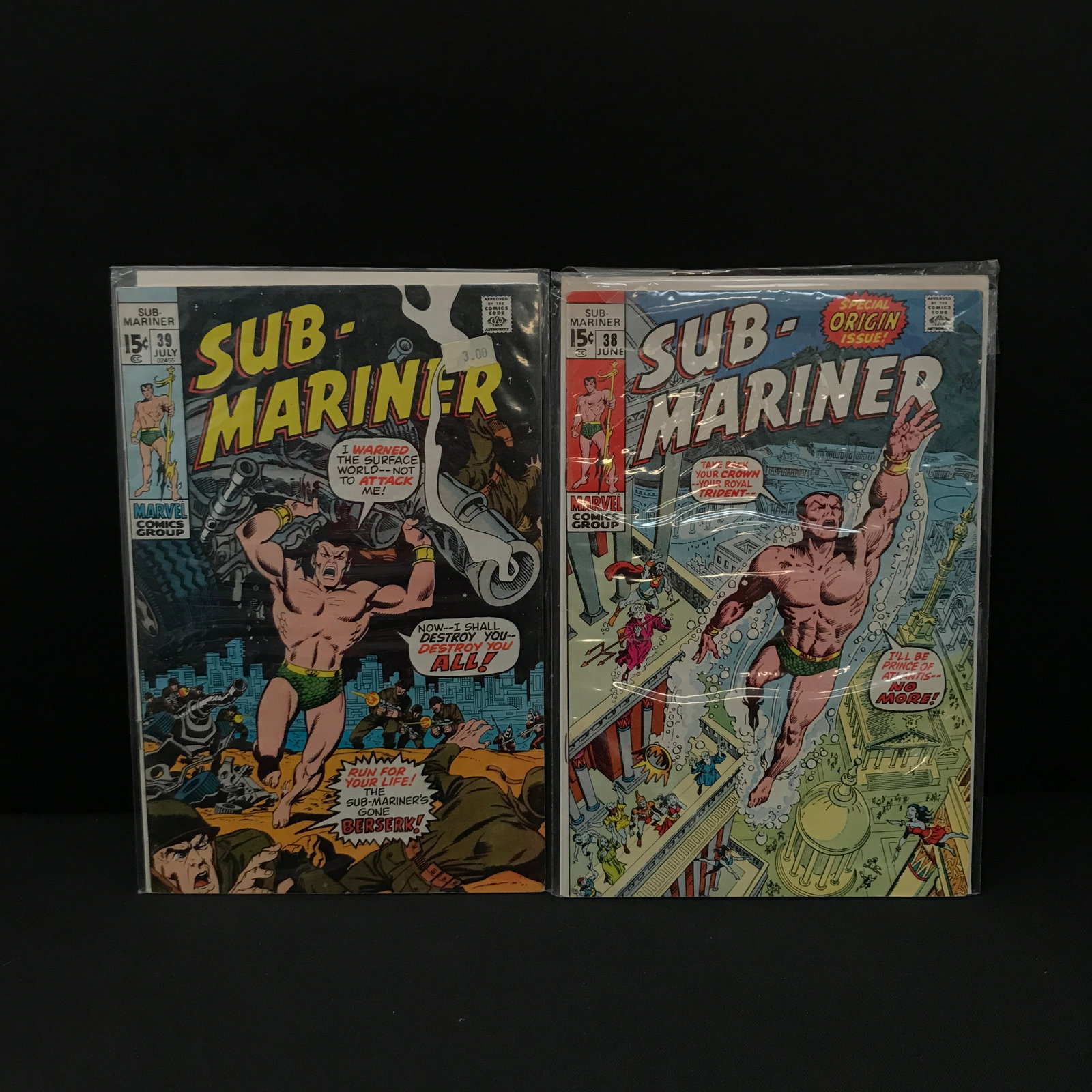 LOT OF 2 PRINCE NAMOR THE SUB-MARINER COMICS #38 - #39 - MARVEL COMICS: Prices are in Canadian dollars