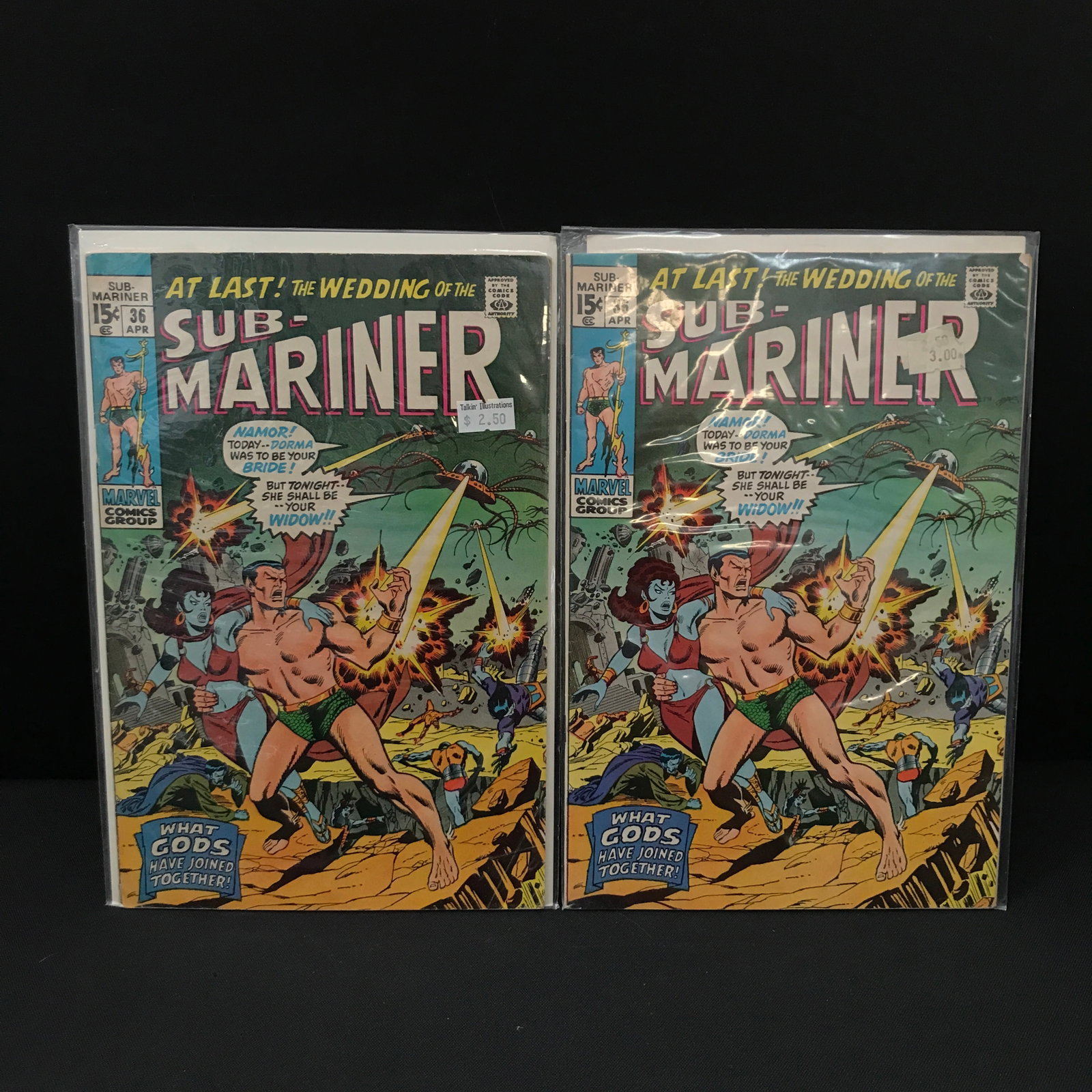 LOT OF 2 PRINCE NAMOR THE SUB-MARINER COMICS #36 - MARVEL COMICS: Prices are in Canadian dollars