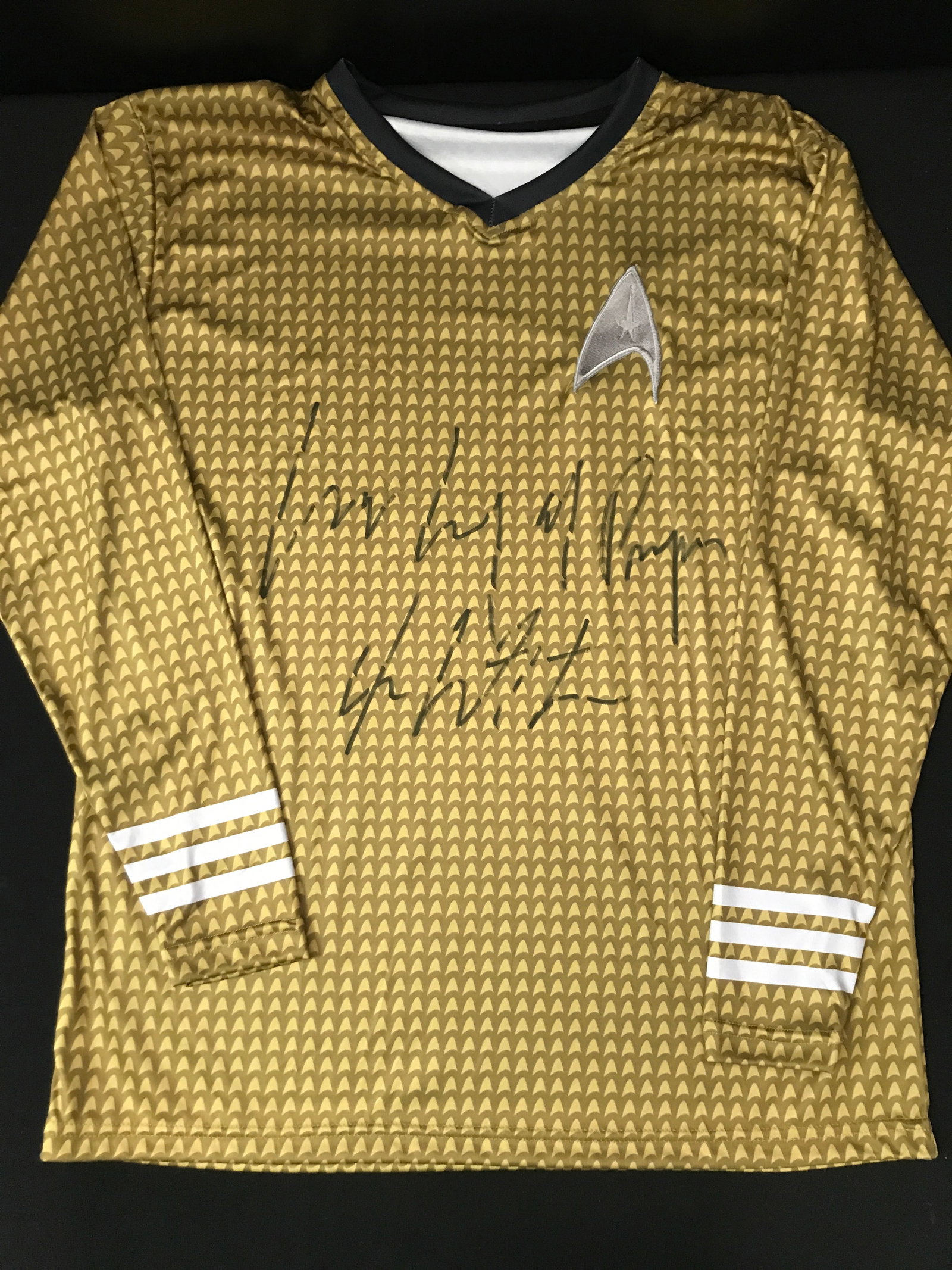 WILLIAM SHATNER SIGNED AND INSCRIBED LIVE LONG AND PROSPER STAR TREK JERSEY - WWOC COA: Prices are in Canadian dollars