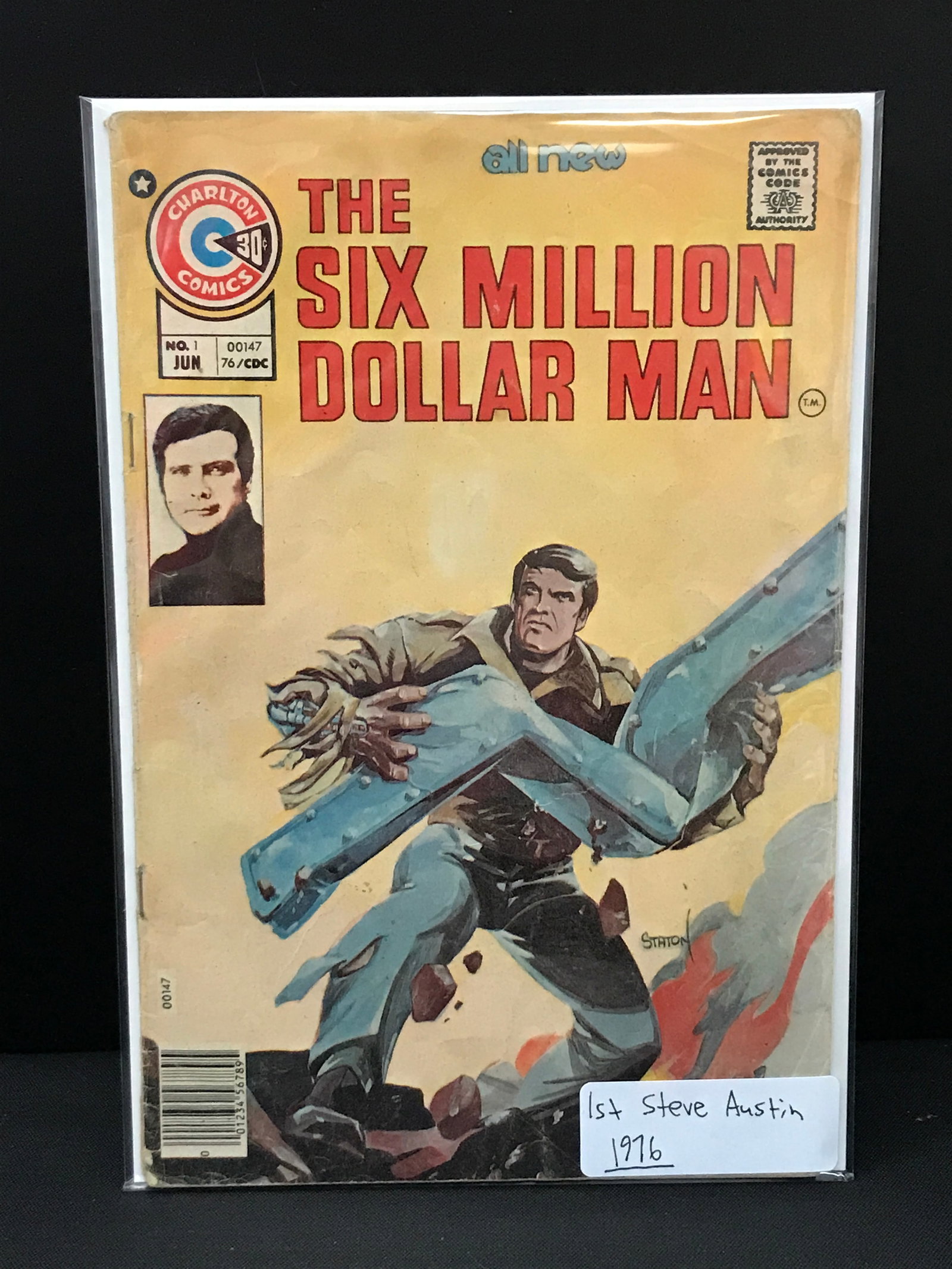 THE SIX MILLION DOLLAR MAN #1 1ST STEVE AUSTIN (1976) - CHARLTON COMICS: Prices are in Canadian dollars