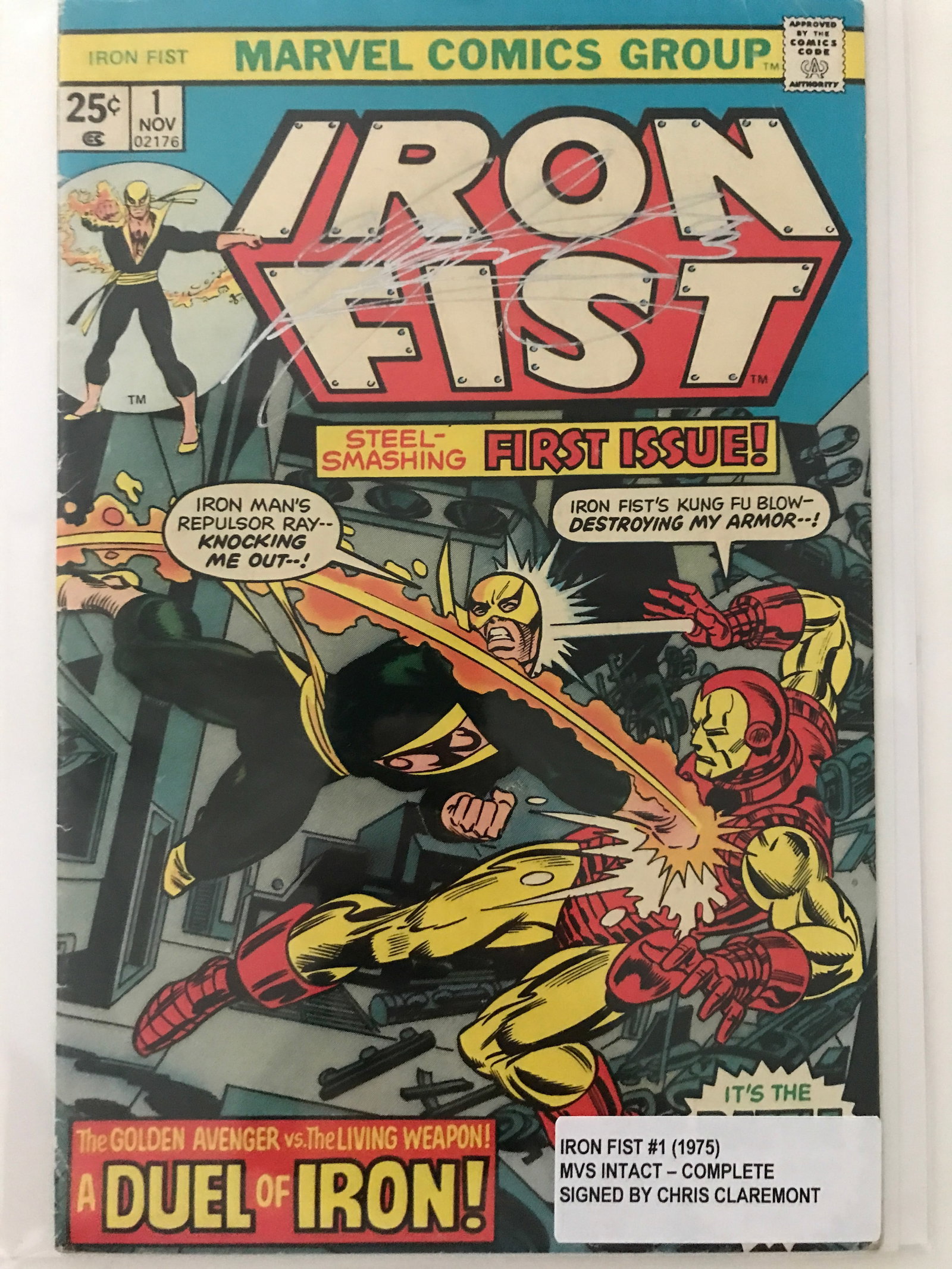 IRON FIST #1 (1975) SIGNED BY CHRIS CLAREMONT - MARVEL COMICS: Prices are in Canadian dollars