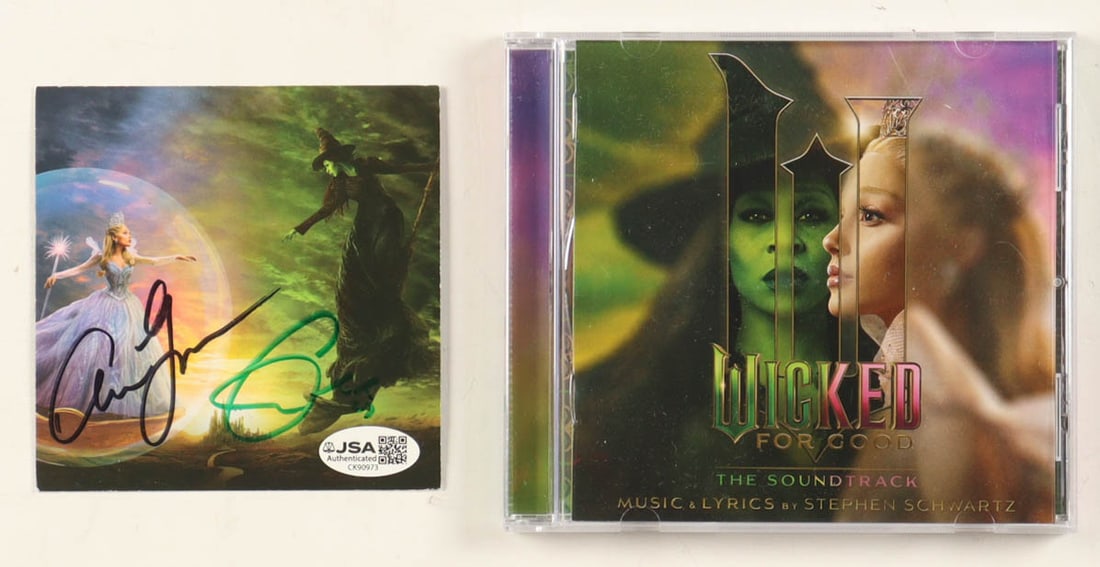 ARIANA GRANDE AND CYNTHIA ERIVO DUAL SIGNED WICKED CD COVER - JSA COA: Prices are in Canadian dollars