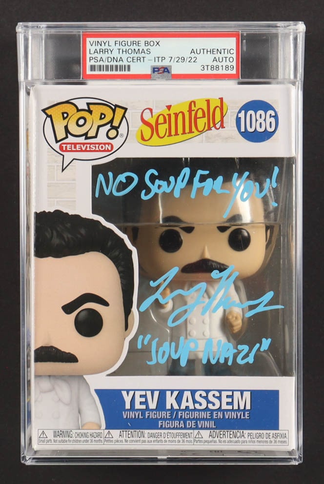 LARRY THOMAS SIGNED AND ENCAPSULATED YEV KASSEM SOUP NAZI SEINFELD FUNKO POP - PSA COA: Prices are in Canadian dollars