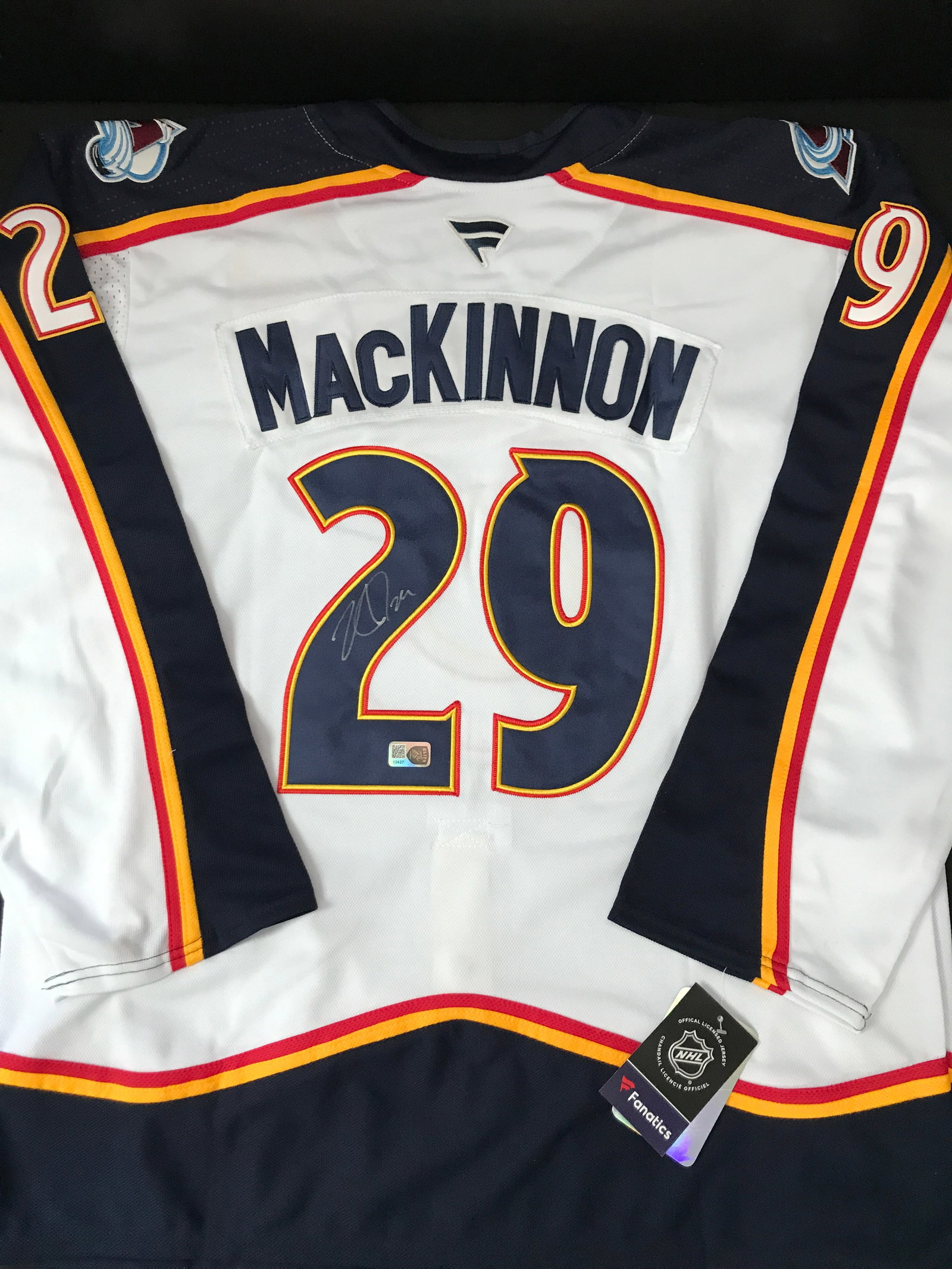NATHAN MACKINNON SIGNED COLORADO AVALANCHE CUSTOM HOCKEY JERSEY - ELITE COA: Prices are in Canadian dollars