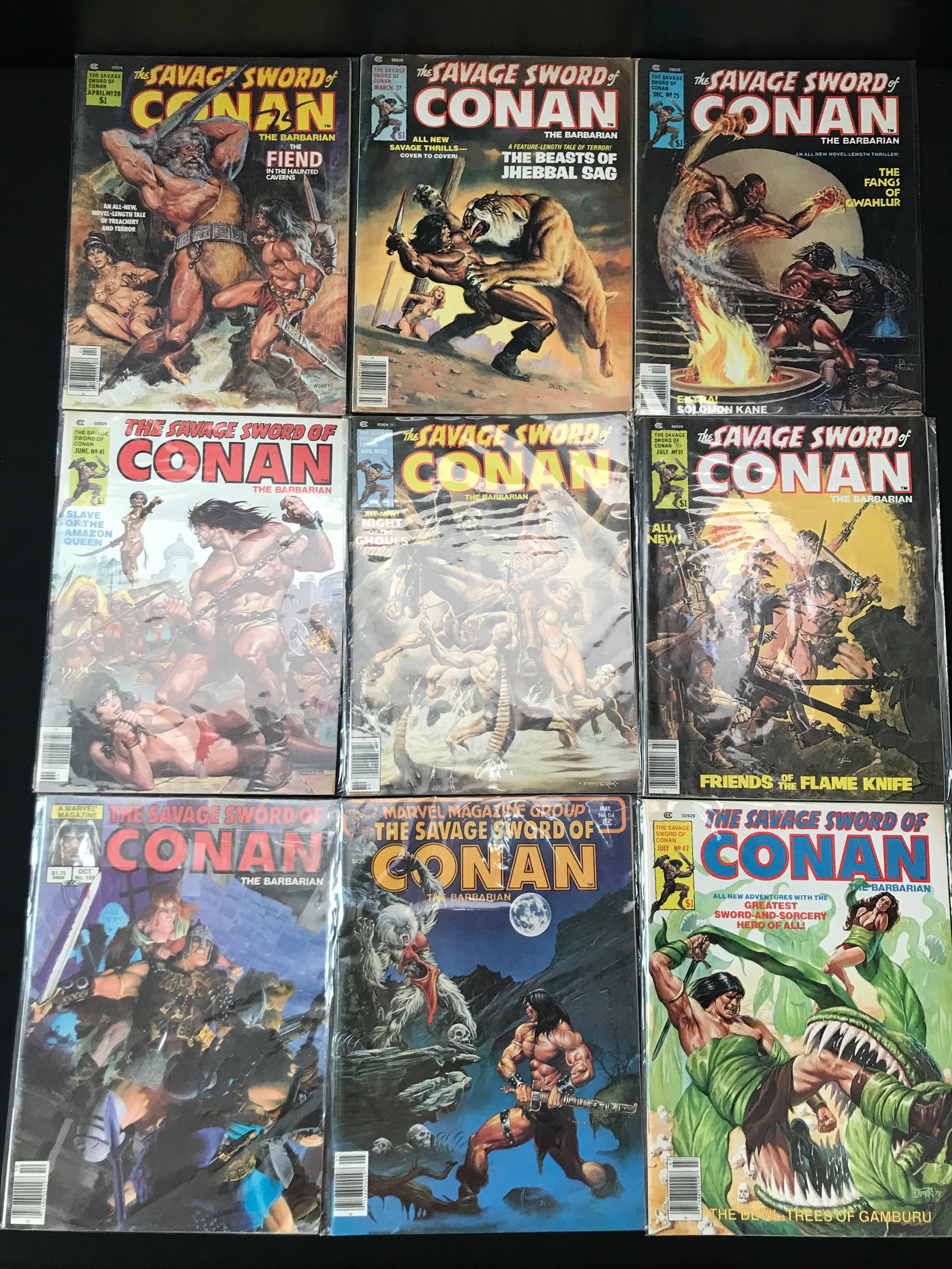 LOT OF 9 THE SAVAGE SWORD OF CONAN COMICS - MARVEL COMICS: Prices are in Canadian dollars