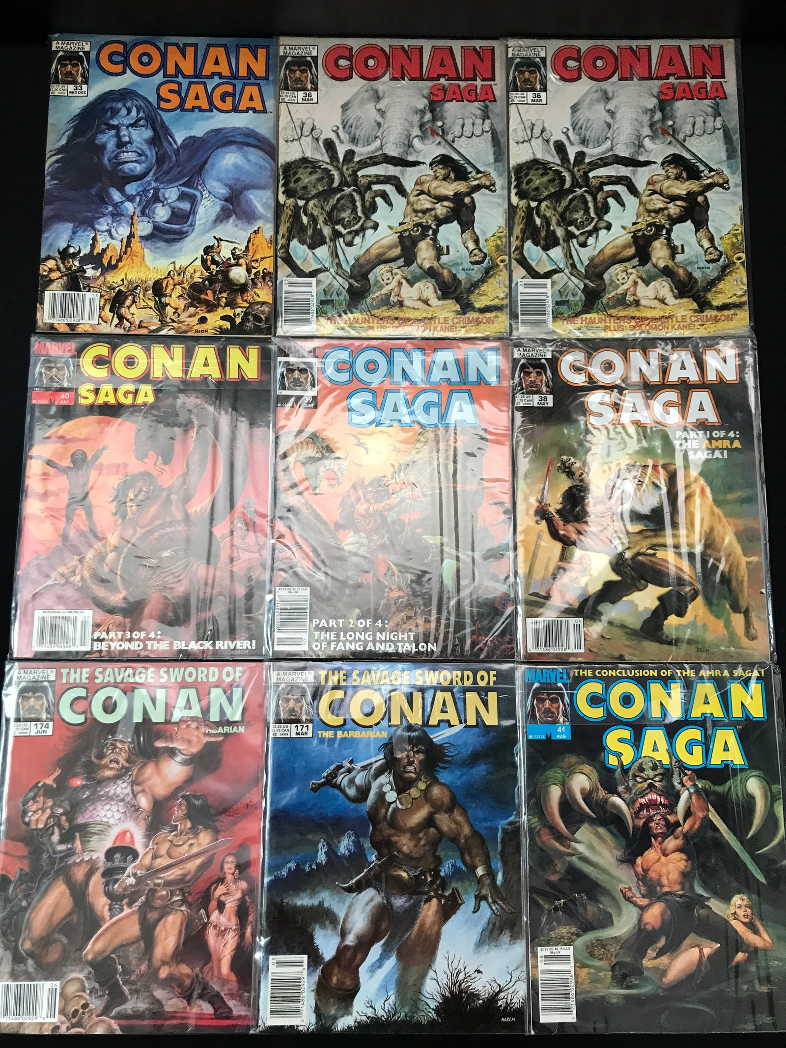 LOT OF 9 THE SAVAGE SWORD OF CONAN COMICS - MARVEL COMICS: Prices are in Canadian dollars