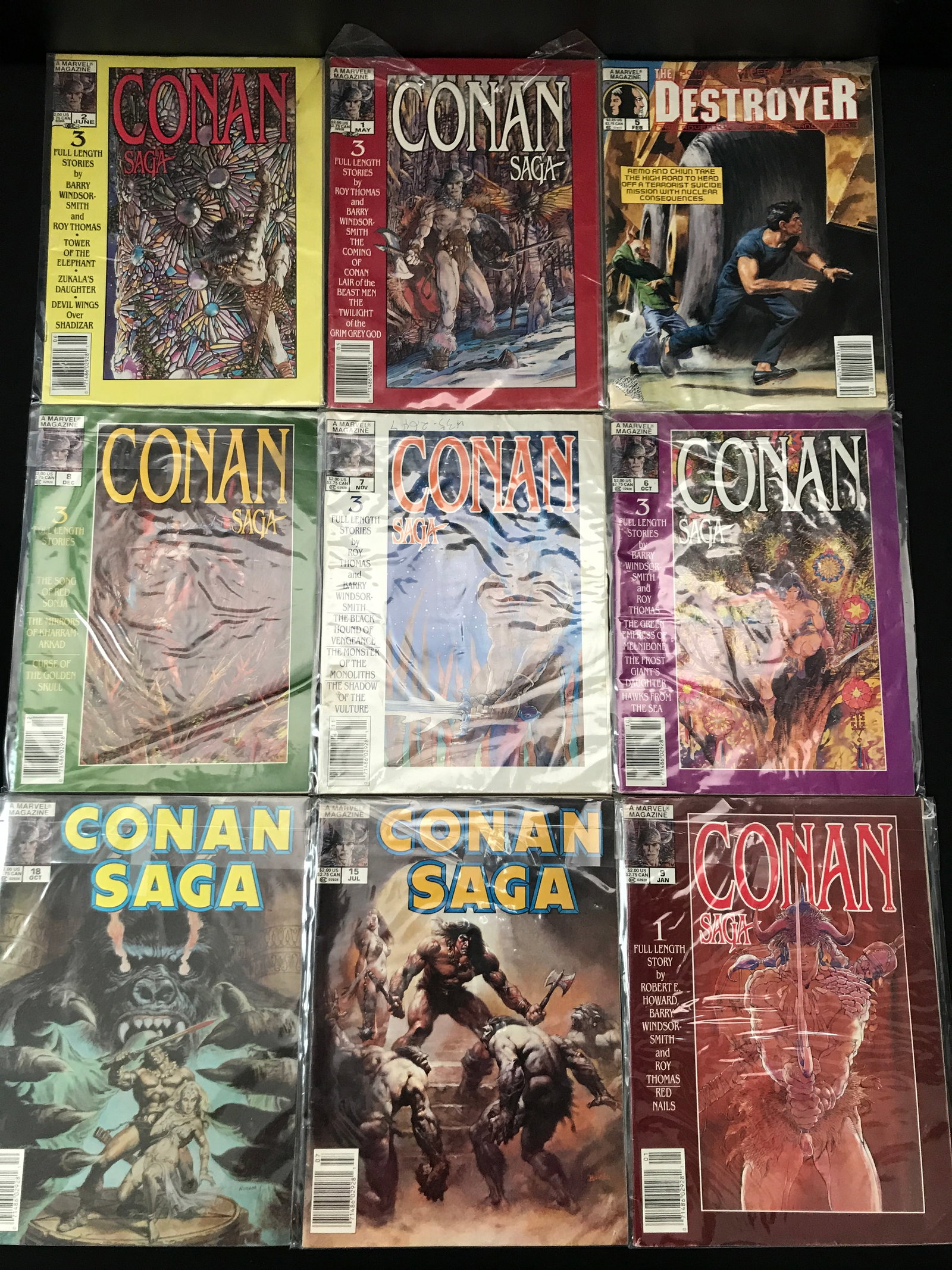 LOT OF 9 COMICS INCLUDING 8 CONAN SAGA - MARVEL COMICS: Prices are in Canadian dollars